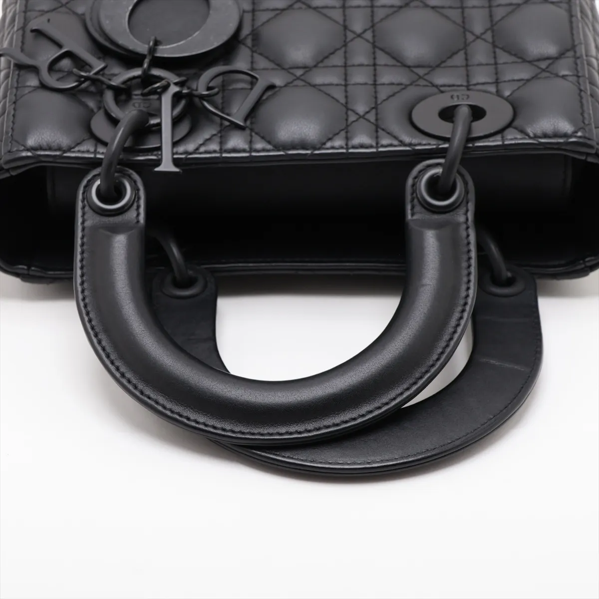 Cannage My Lady Dior Leather 2-Way Handbag, Black, with Charm — view 5