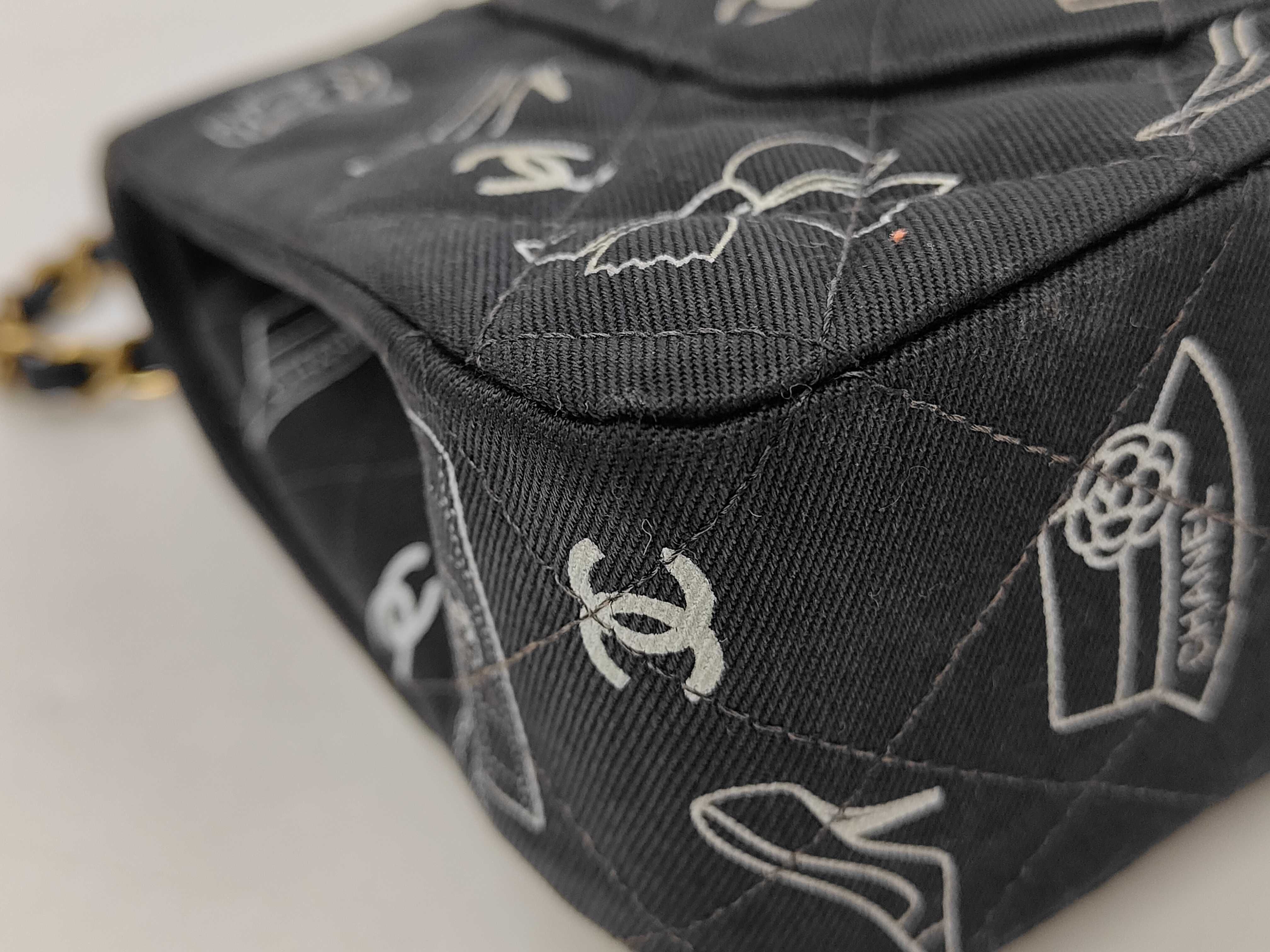 Double Flap Icon Print Chain Shoulder Bag — view 3