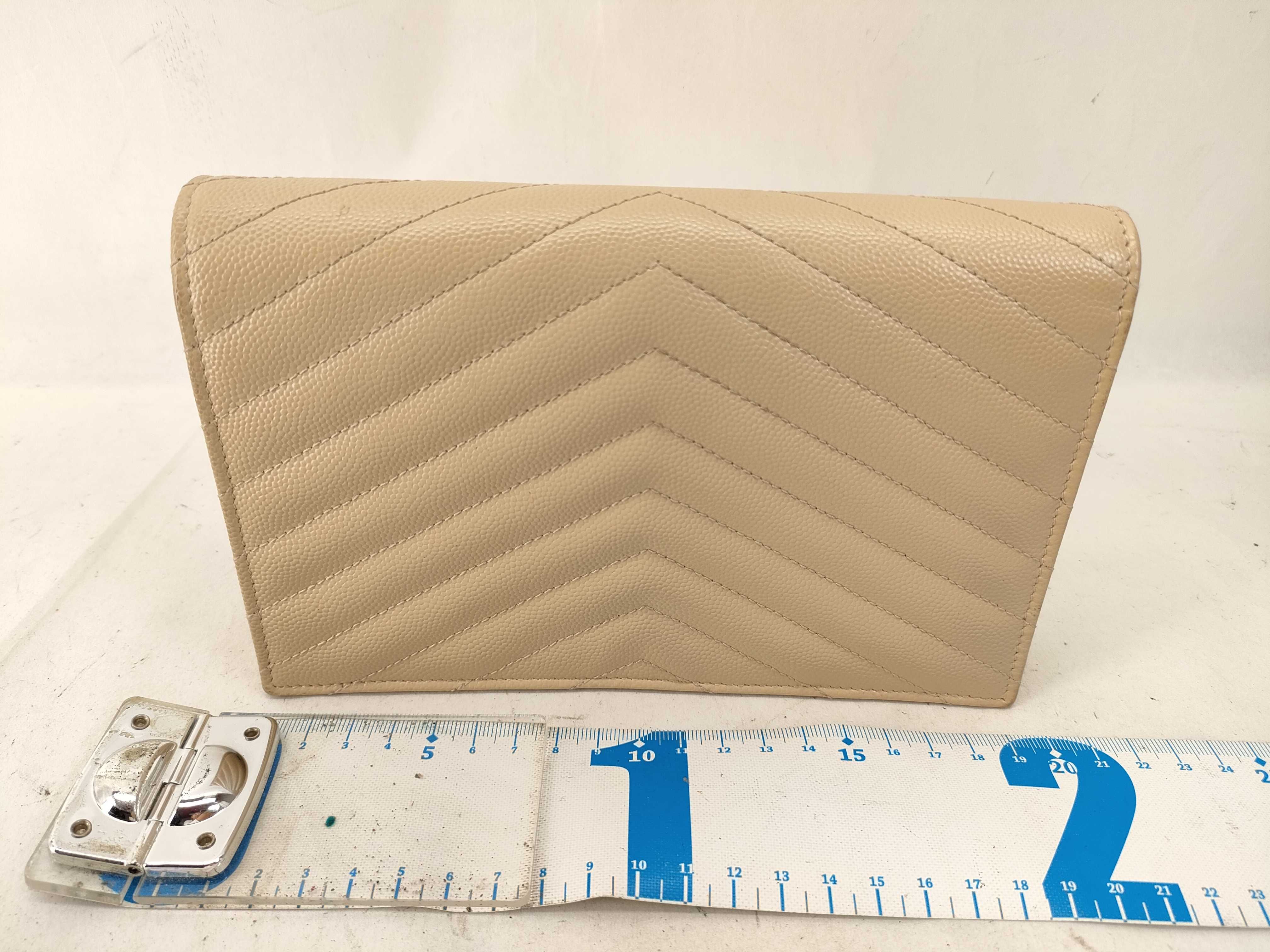 FR-Saint Laurent Paris Cassandra Leather Chain Wallet BEIGE 393953 Shoulder Bag — view 2