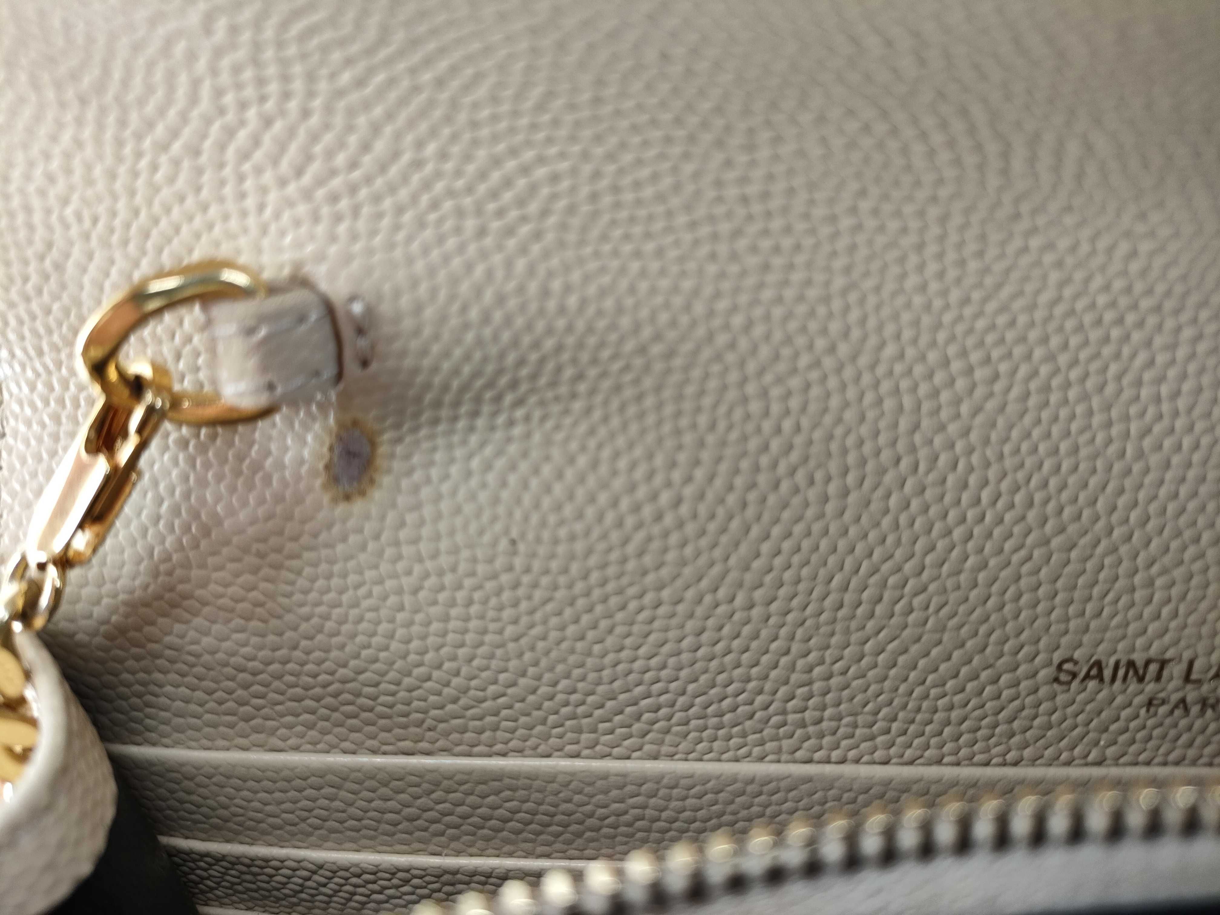 FR-Saint Laurent Paris Cassandra Leather Chain Wallet BEIGE 393953 Shoulder Bag — view 11