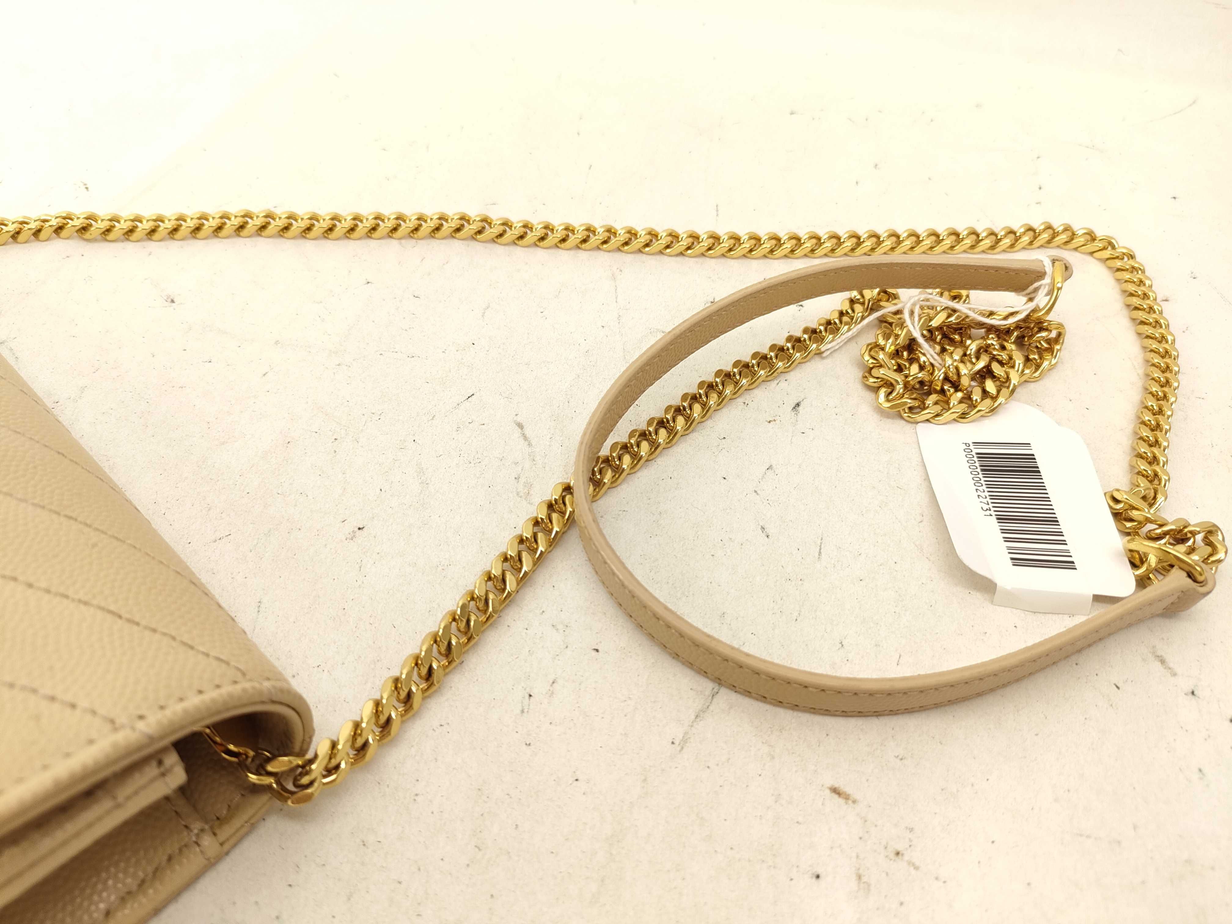 FR-Saint Laurent Paris Cassandra Leather Chain Wallet BEIGE 393953 Shoulder Bag — view 12
