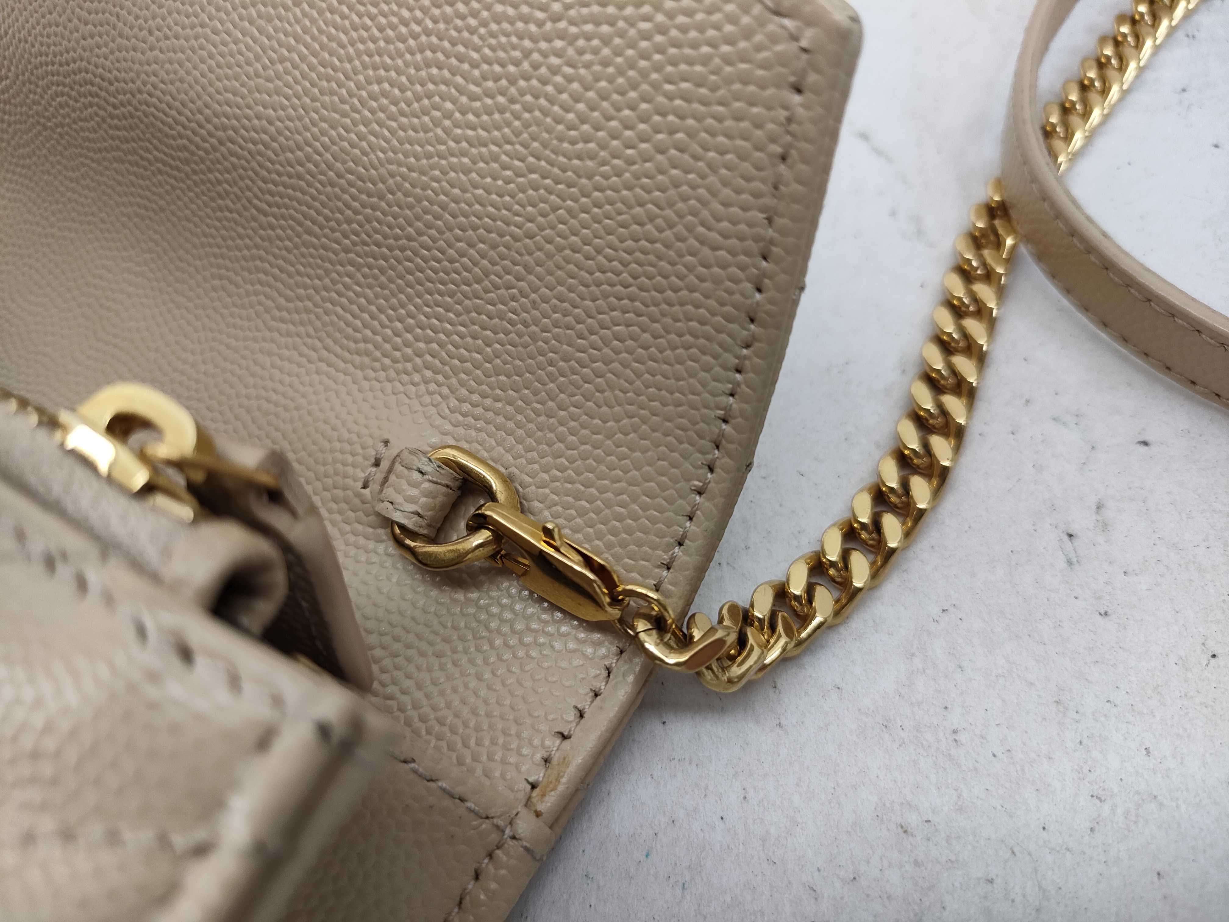 FR-Saint Laurent Paris Cassandra Leather Chain Wallet BEIGE 393953 Shoulder Bag — view 13