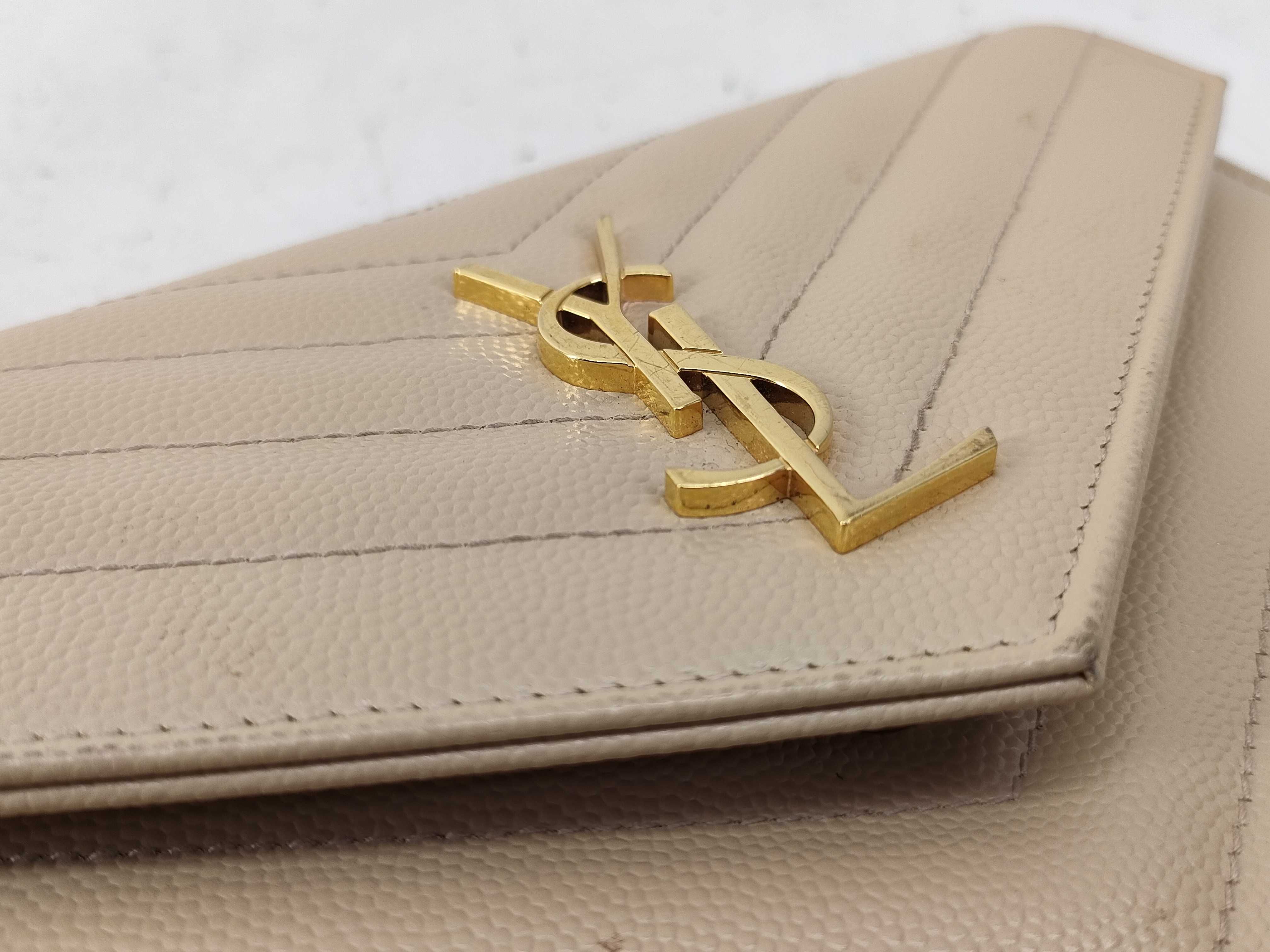 FR-Saint Laurent Paris Cassandra Leather Chain Wallet BEIGE 393953 Shoulder Bag — view 3