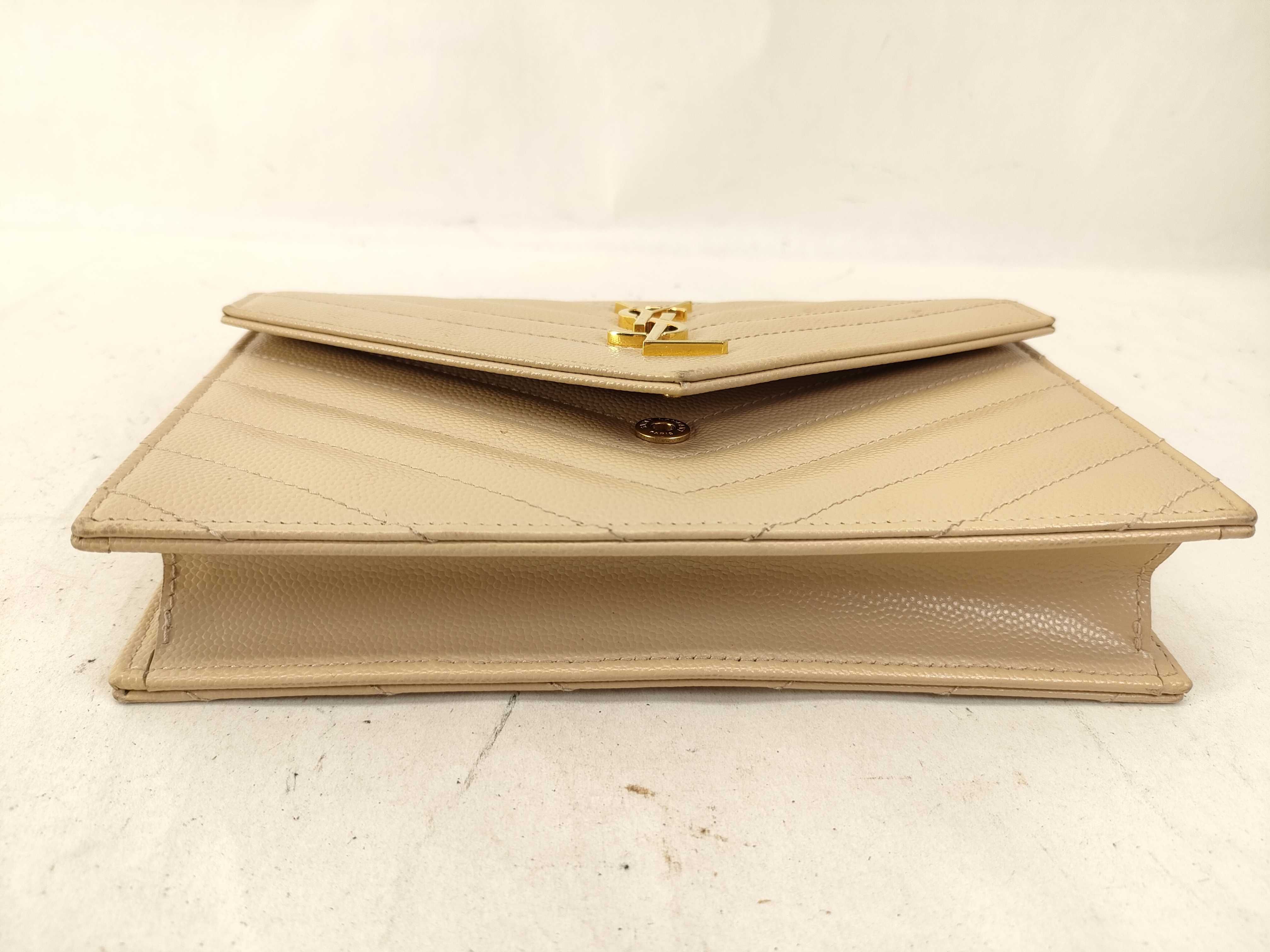 FR-Saint Laurent Paris Cassandra Leather Chain Wallet BEIGE 393953 Shoulder Bag — view 5