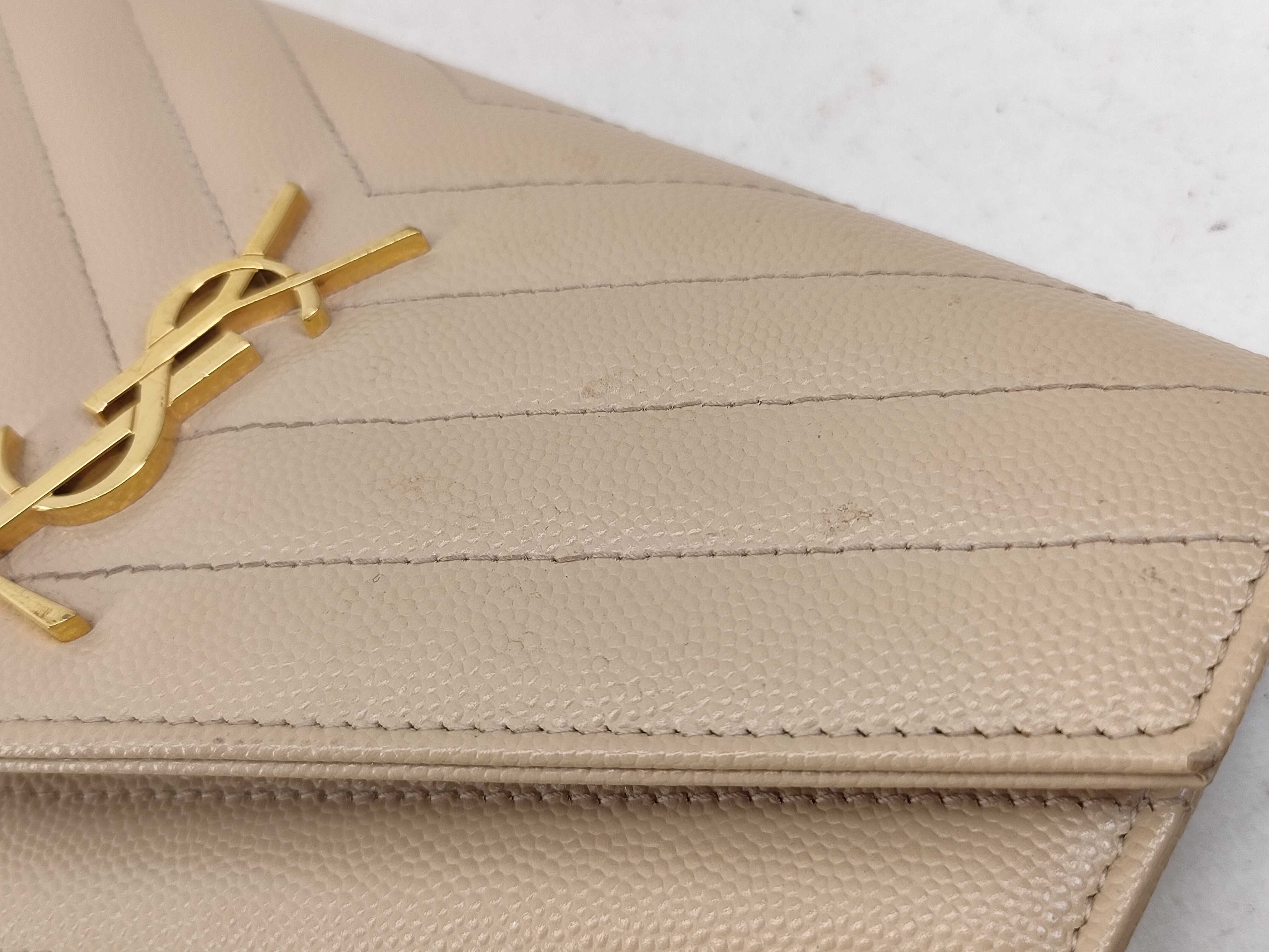 FR-Saint Laurent Paris Cassandra Leather Chain Wallet BEIGE 393953 Shoulder Bag — view 6