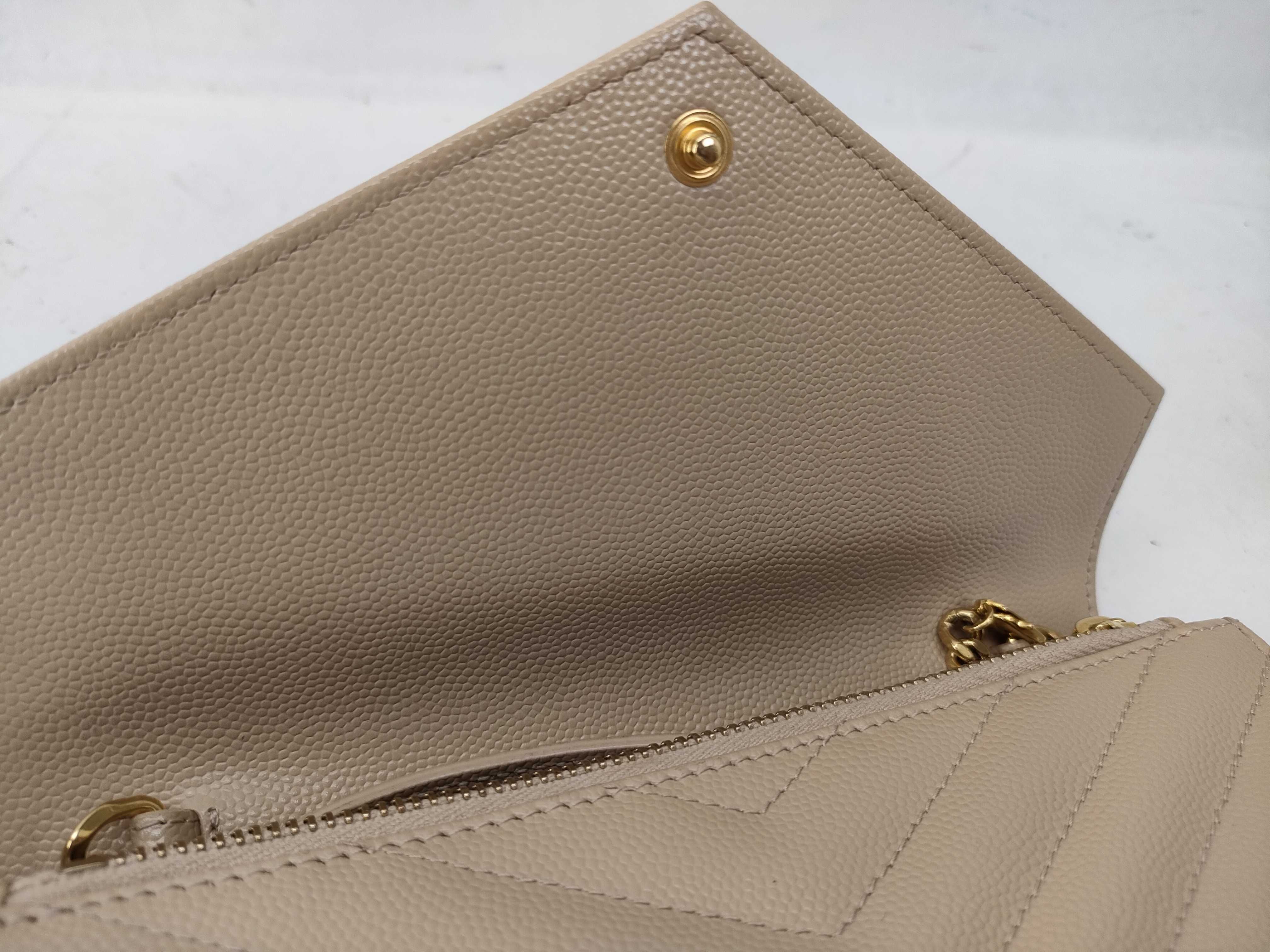 FR-Saint Laurent Paris Cassandra Leather Chain Wallet BEIGE 393953 Shoulder Bag — view 7