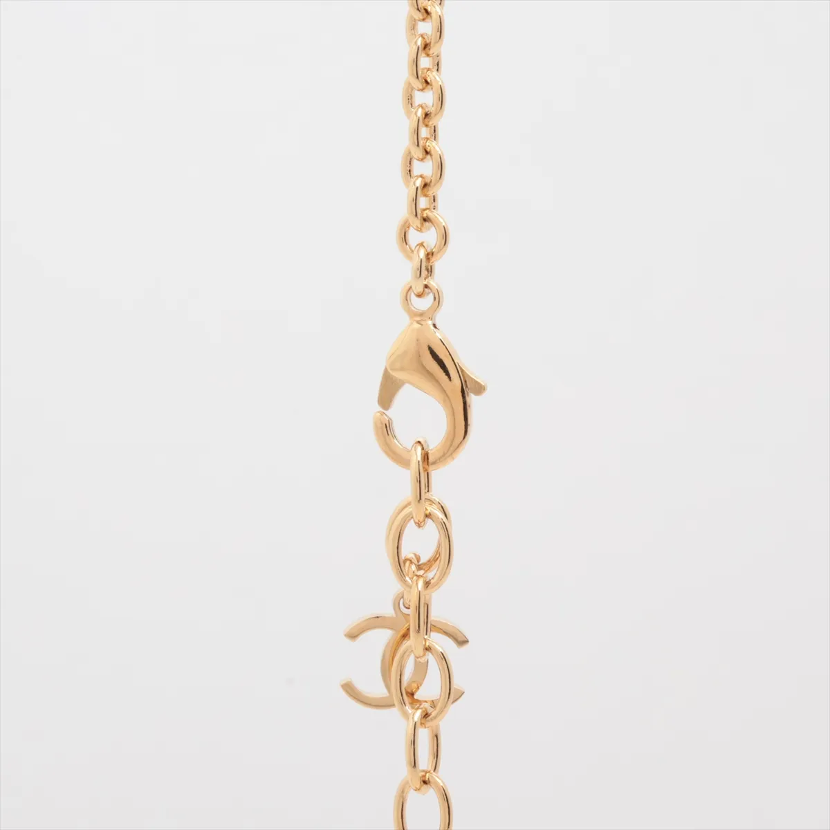Coco Mark Heart B23P Necklace, GP x Rhinestone, Gold. Shows signs of wear, — view 4