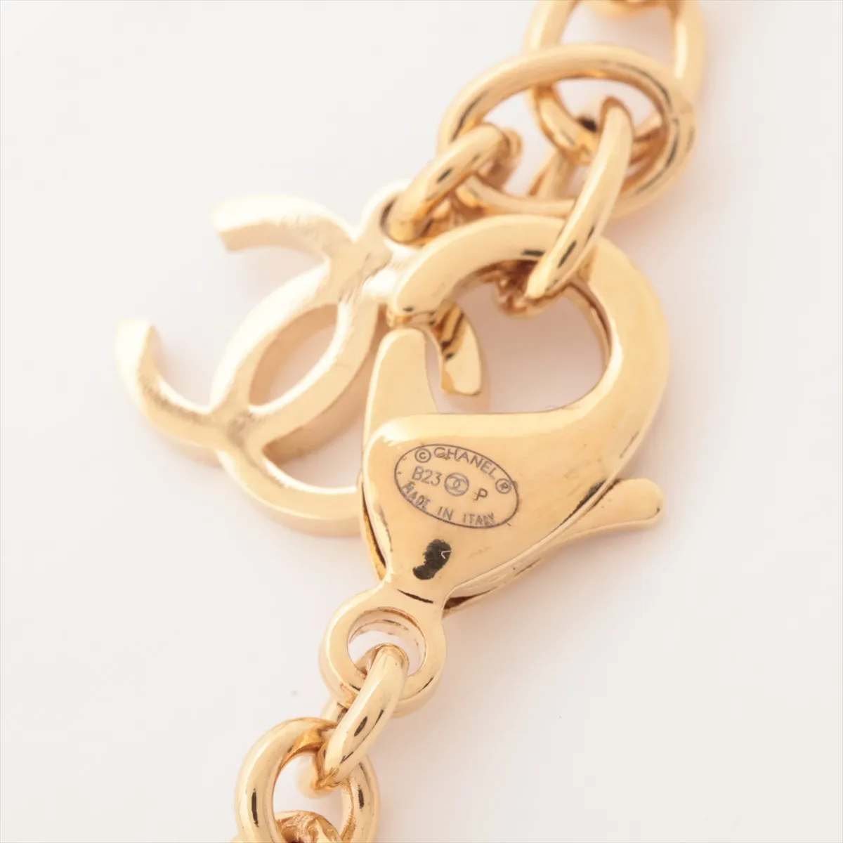 Coco Mark Heart B23P Necklace, GP x Rhinestone, Gold. Shows signs of wear, — view 5