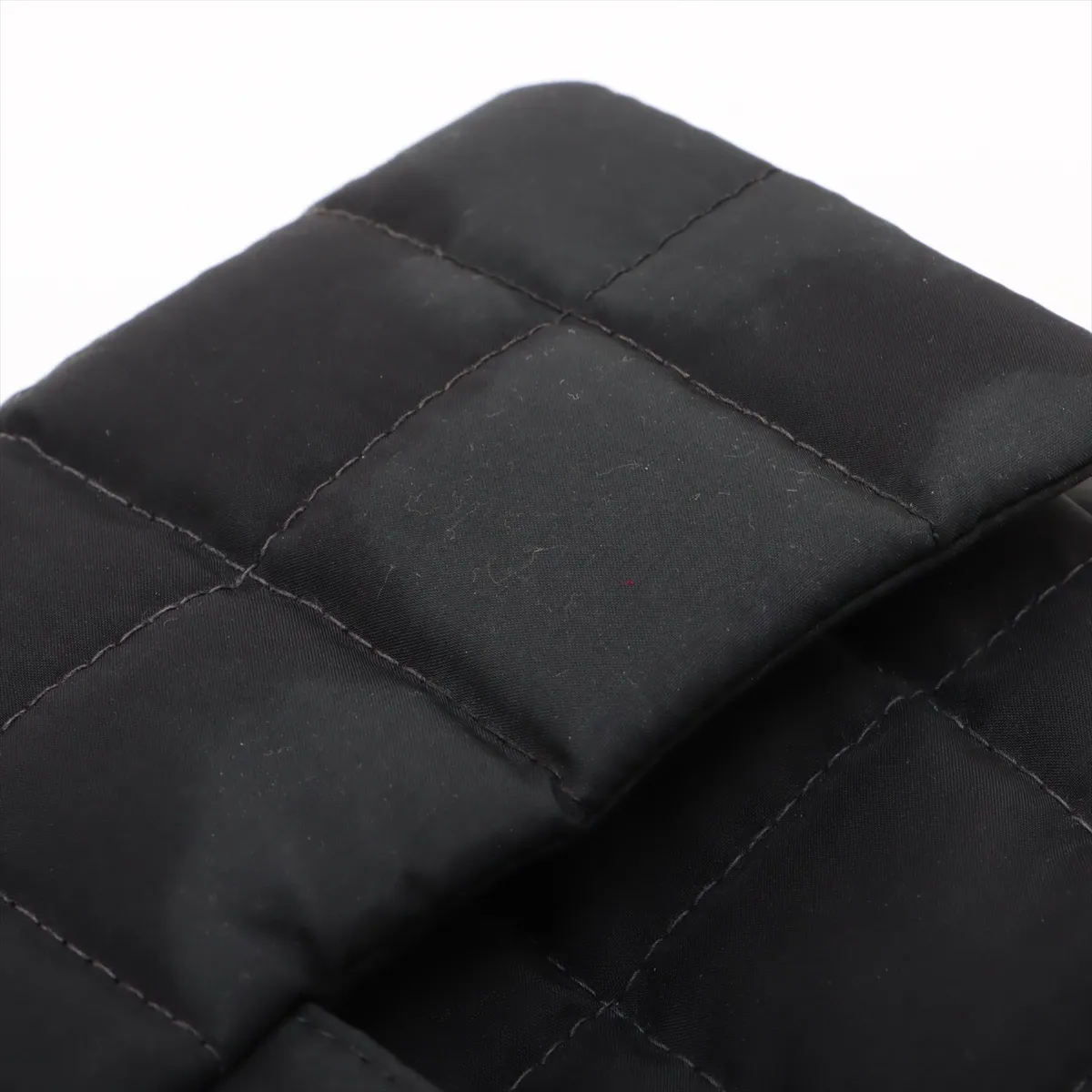chocolate bar nylon single flap double chain bag black silver hardware 7882397 7th series — view 12