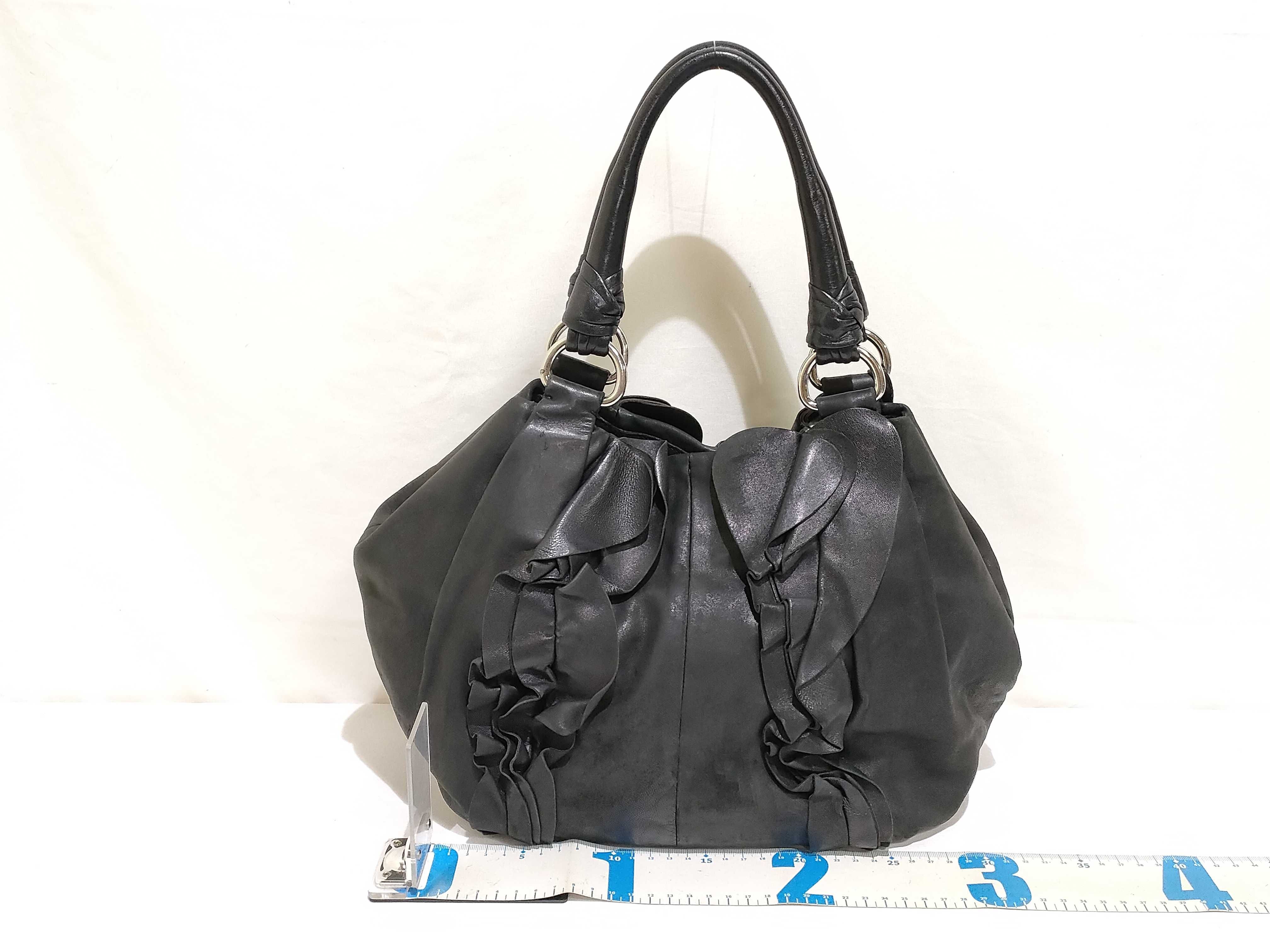 Leather Frill Shoulder Bag Handbag — view 2