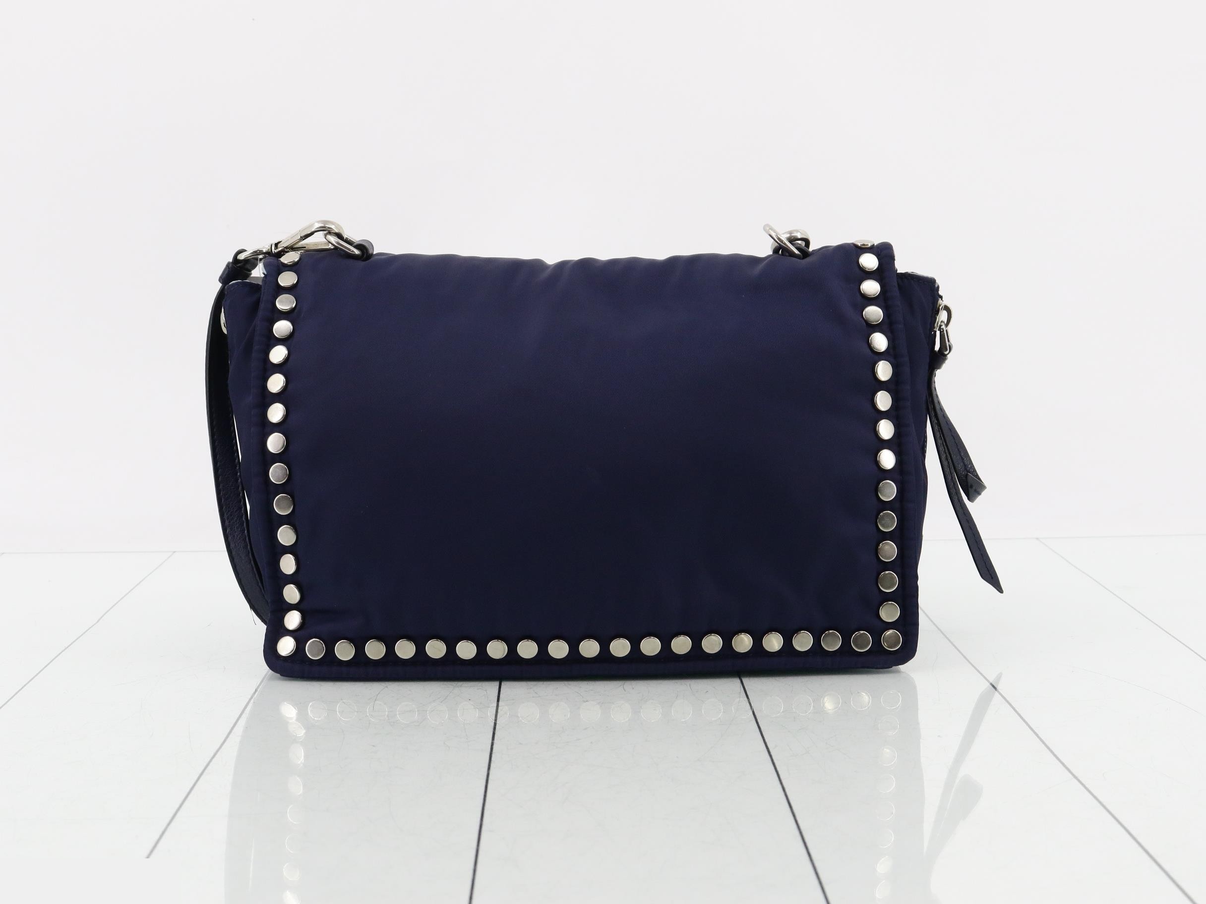 Tessuto Etiquette Full Flap Shoulder Bag, Navy — view 2