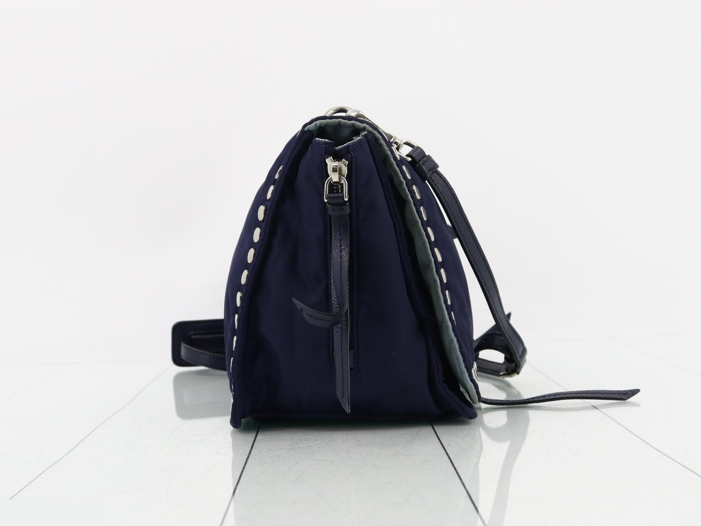 Tessuto Etiquette Full Flap Shoulder Bag, Navy — view 4