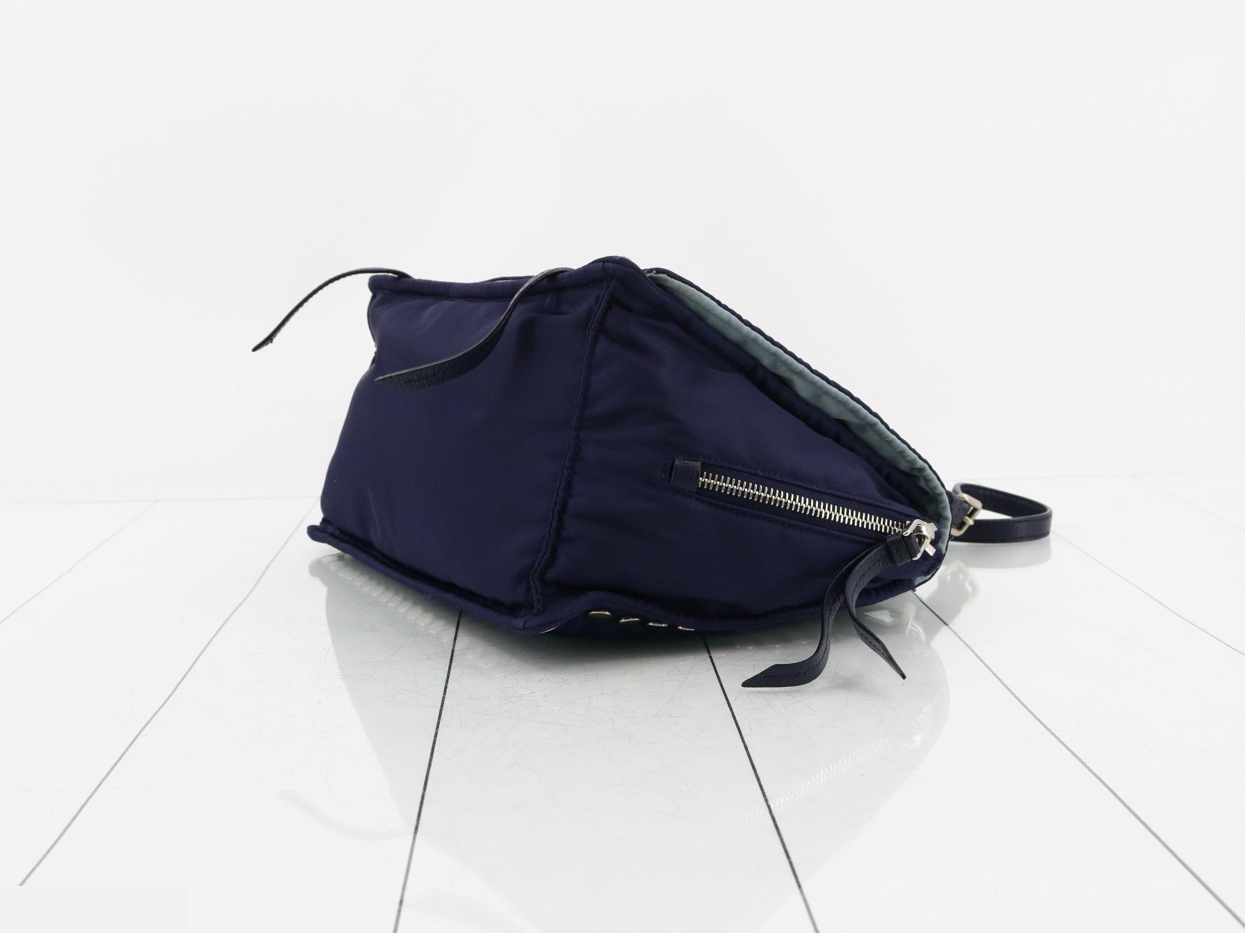 Tessuto Etiquette Full Flap Shoulder Bag, Navy — view 6