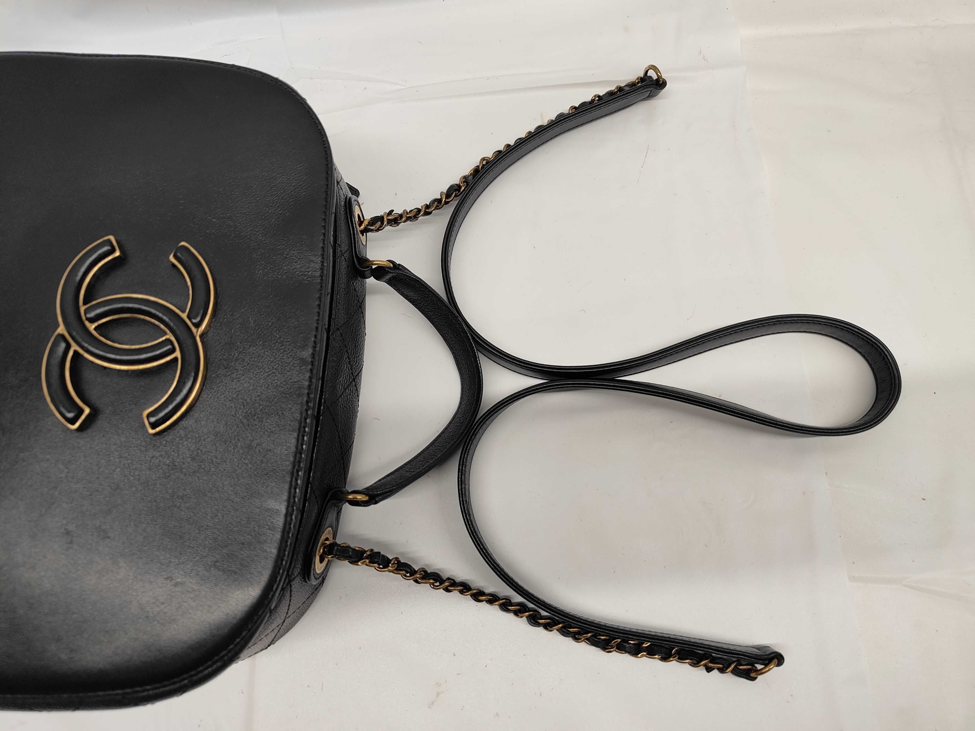 Leather Bag (Coco Mark) 2-Way Handbag/Chain Shoulder Bag, Black — view 3
