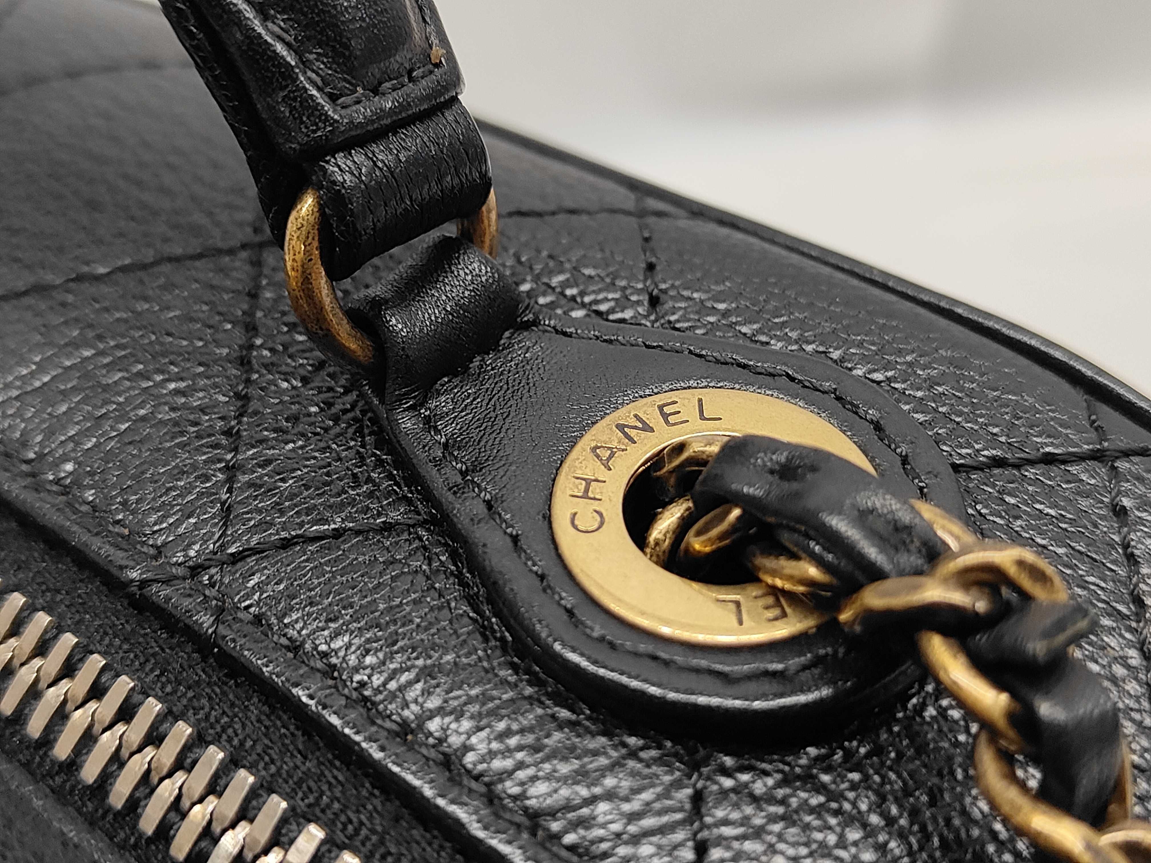 Leather Bag (Coco Mark) 2-Way Handbag/Chain Shoulder Bag, Black — view 5