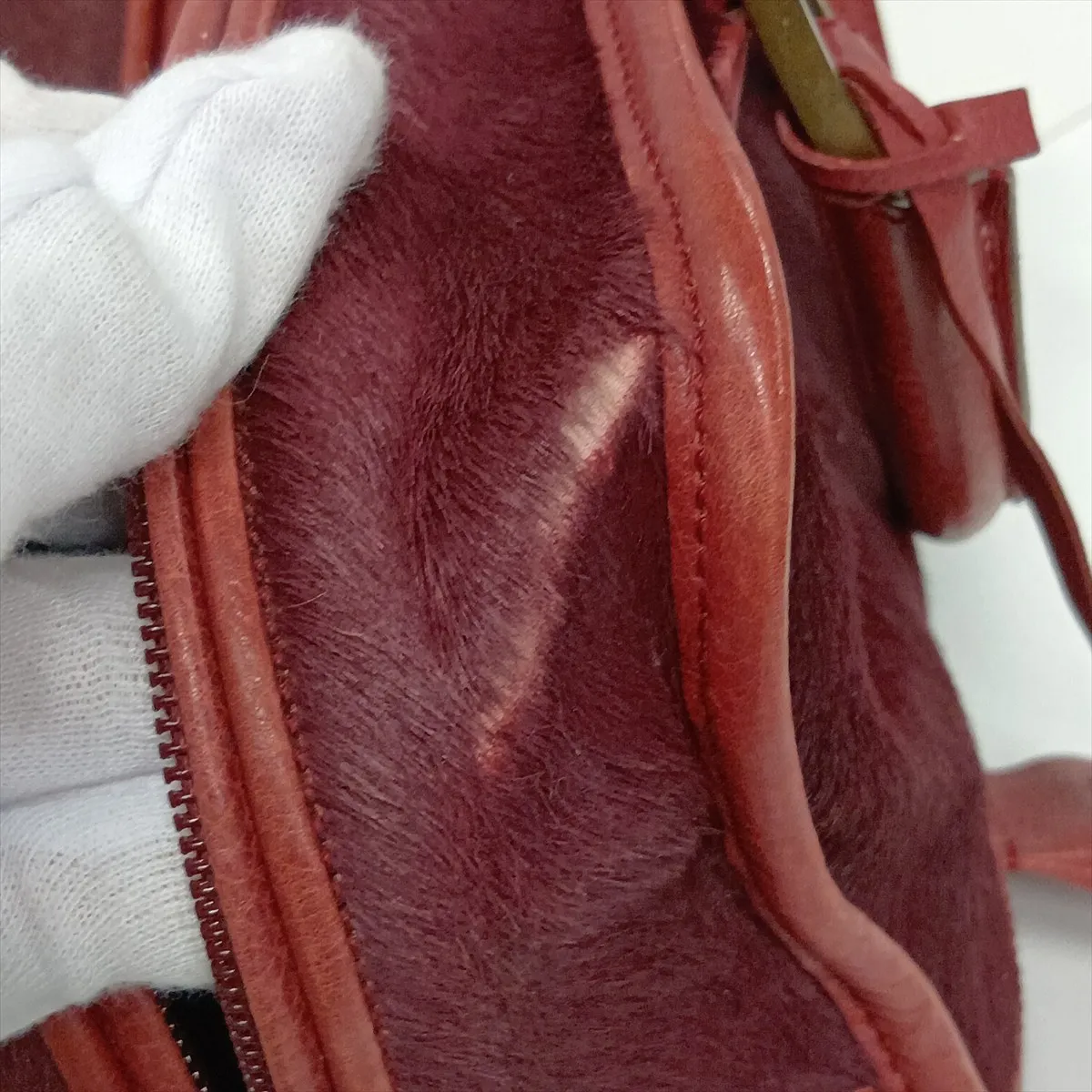 Amazona 28 Calf Hair x Leather Handbag, Bordeaux — view 13