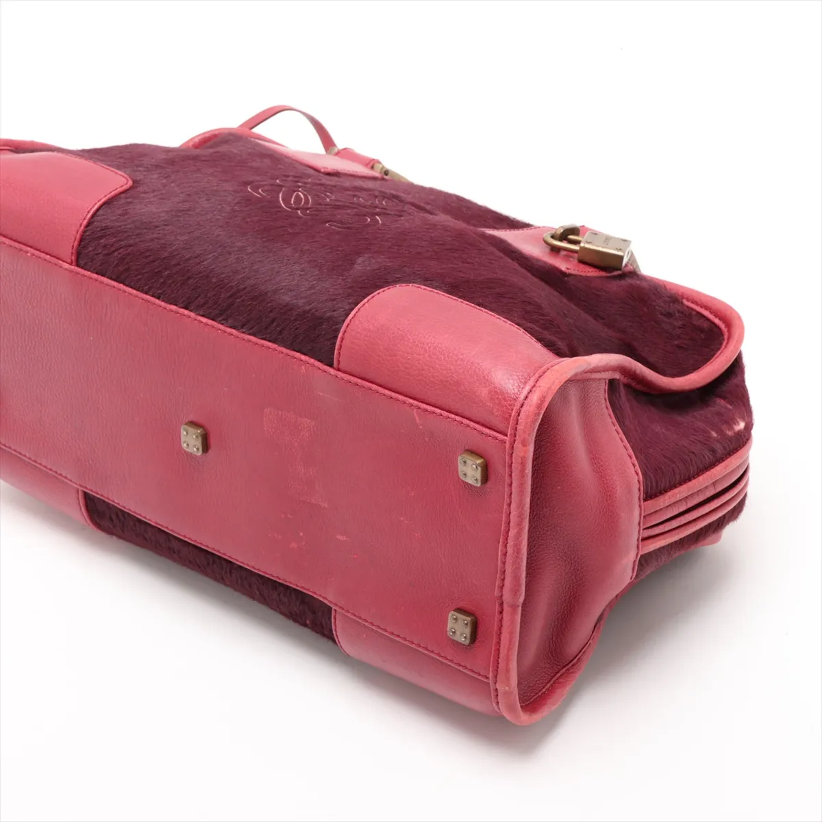 Amazona 28 Calf Hair x Leather Handbag, Bordeaux — view 3