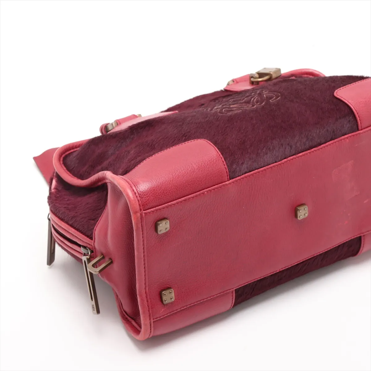 Amazona 28 Calf Hair x Leather Handbag, Bordeaux — view 4