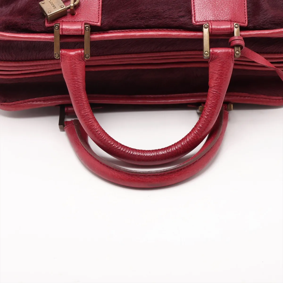 Amazona 28 Calf Hair x Leather Handbag, Bordeaux — view 5