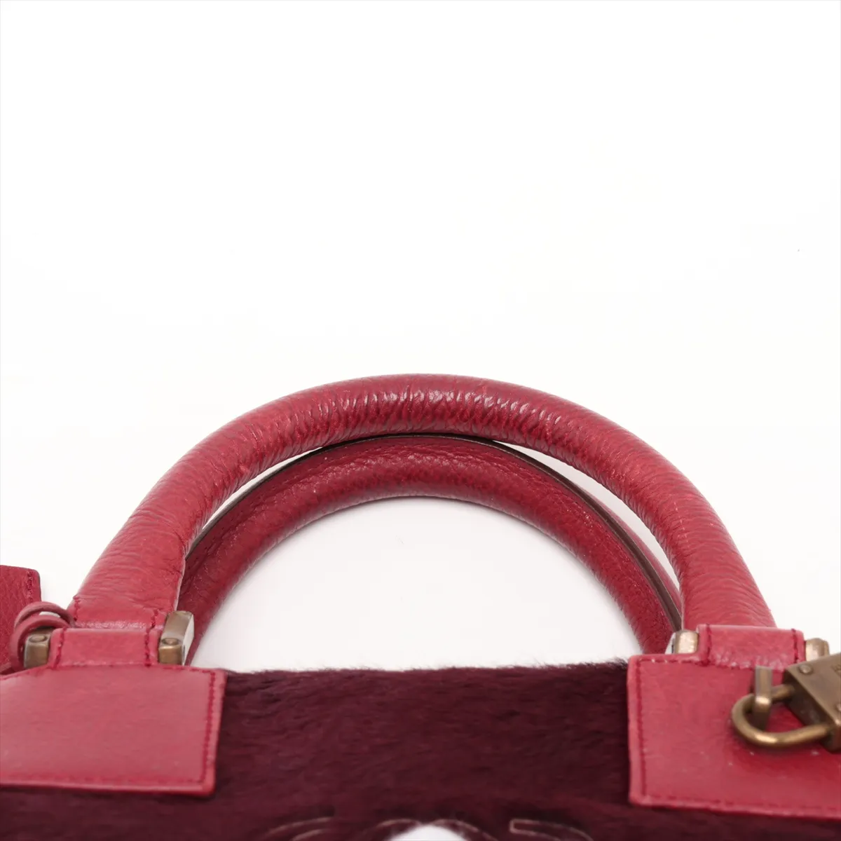 Amazona 28 Calf Hair x Leather Handbag, Bordeaux — view 6