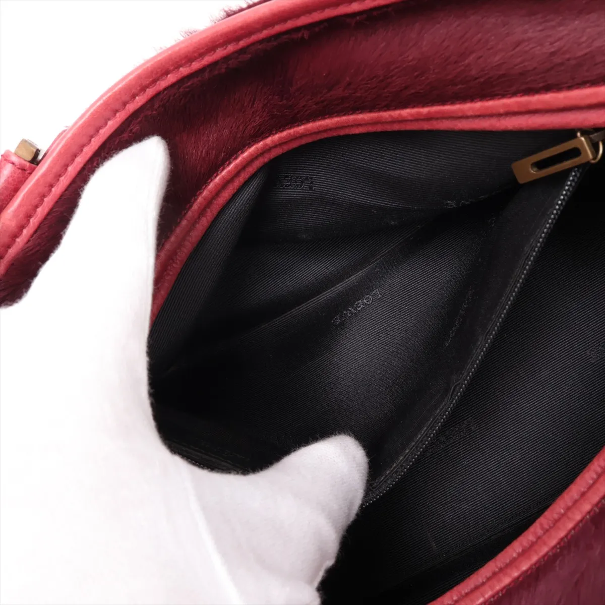 Amazona 28 Calf Hair x Leather Handbag, Bordeaux — view 8