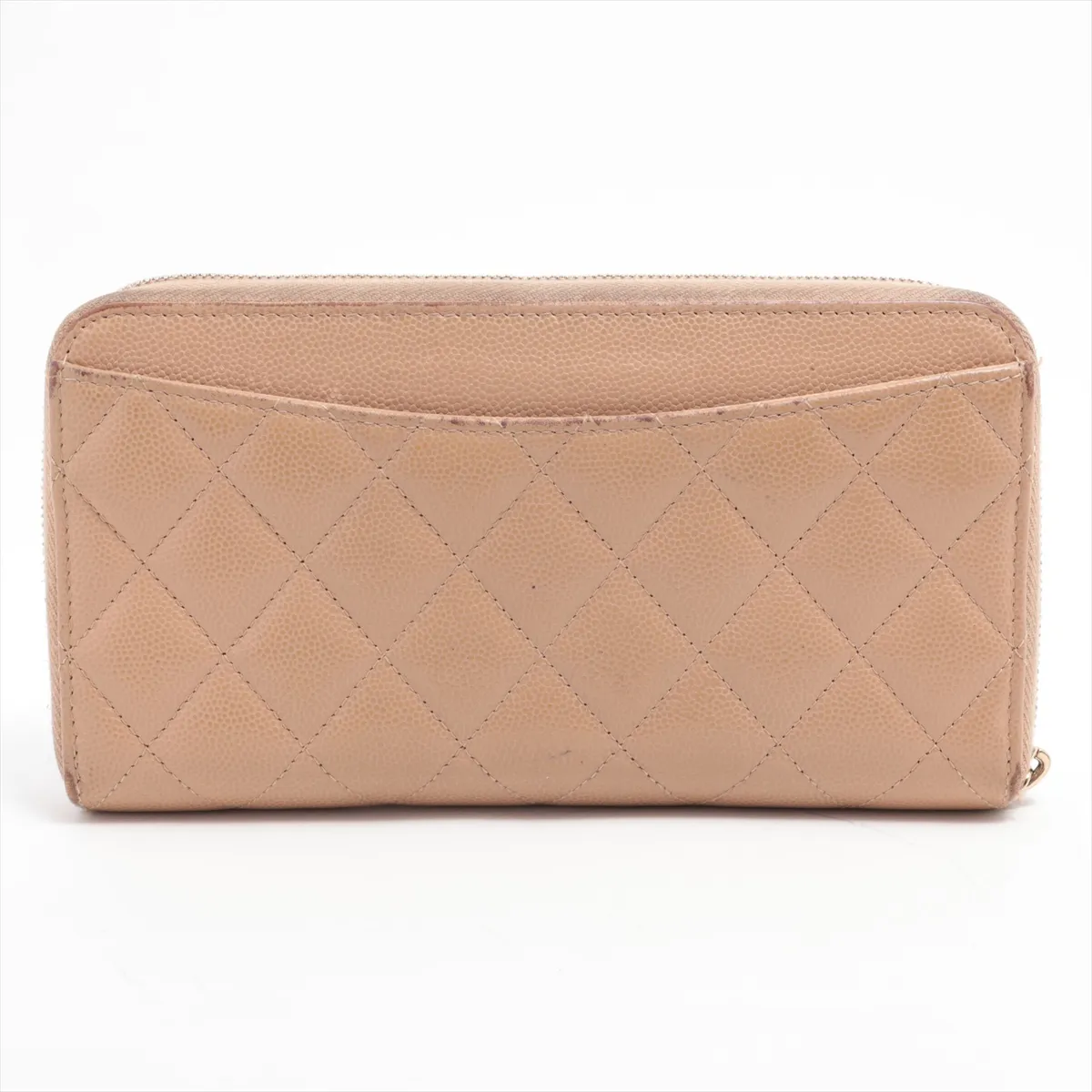 Matelassé Caviar Skin Long Wallet, Beige, Gold Hardware, 28578371 — view 2
