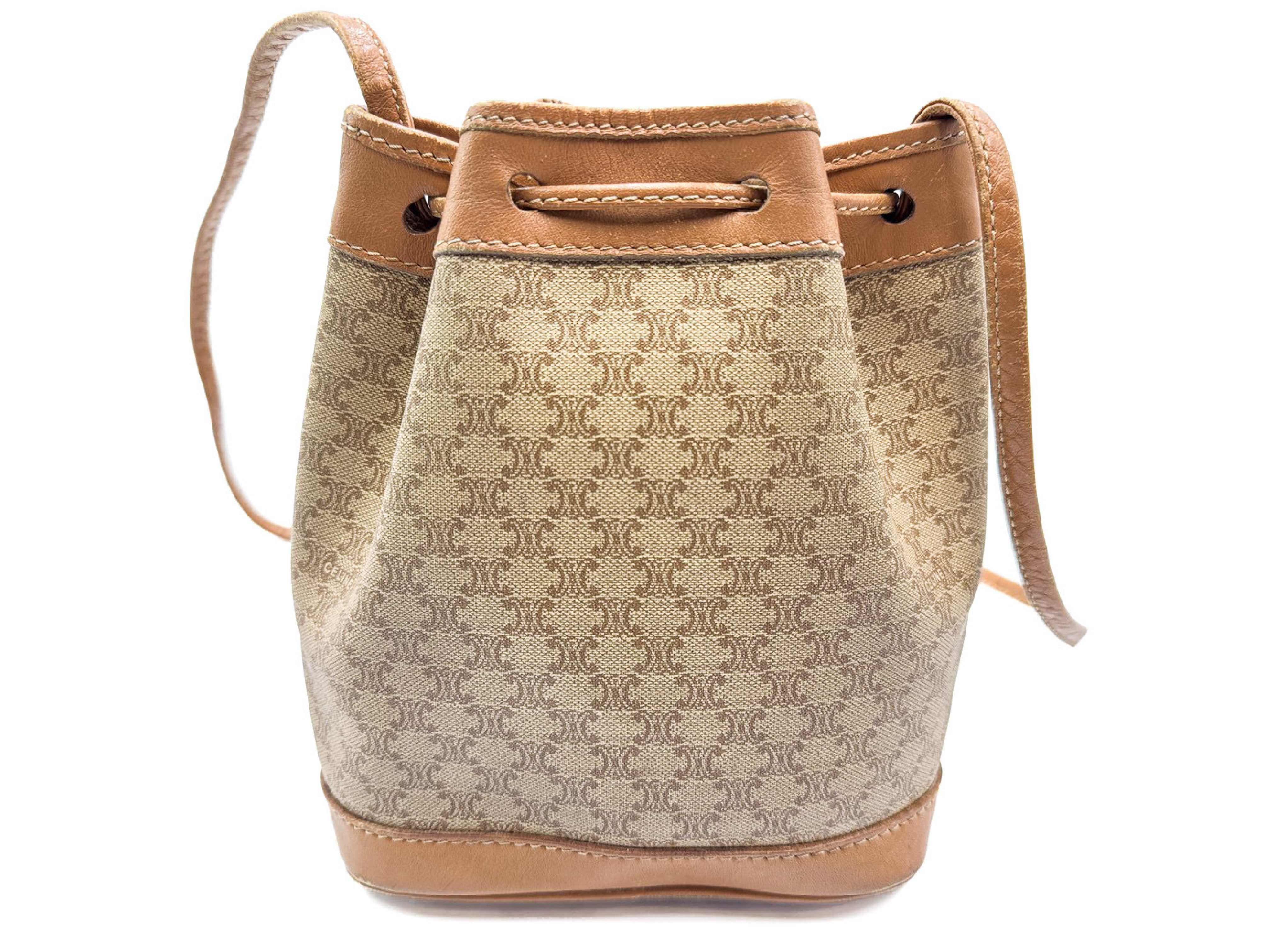 Macadam Pattern Vintage Leather Drawstring Shoulder Bag — view 2