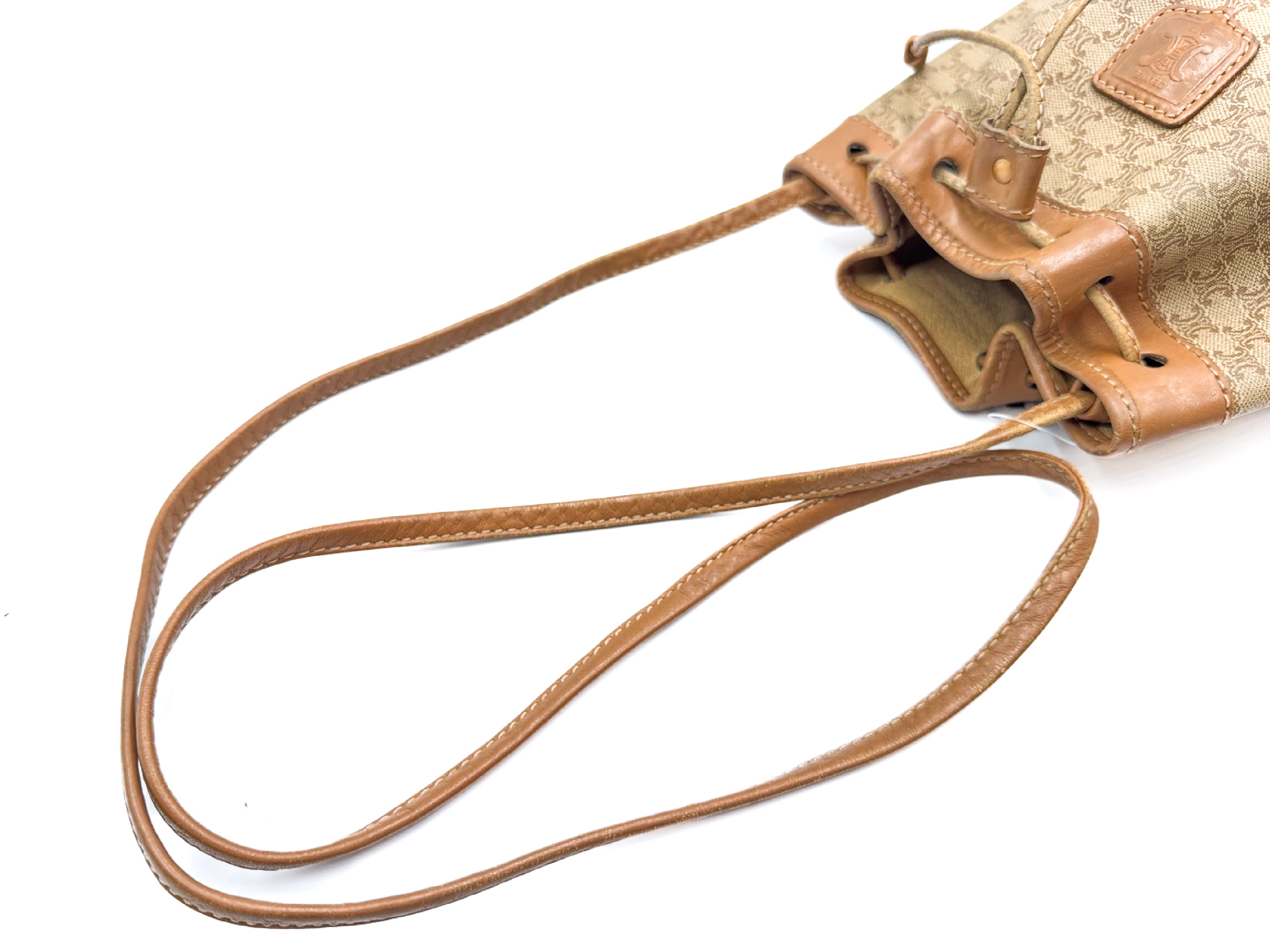 Macadam Pattern Vintage Leather Drawstring Shoulder Bag — view 3