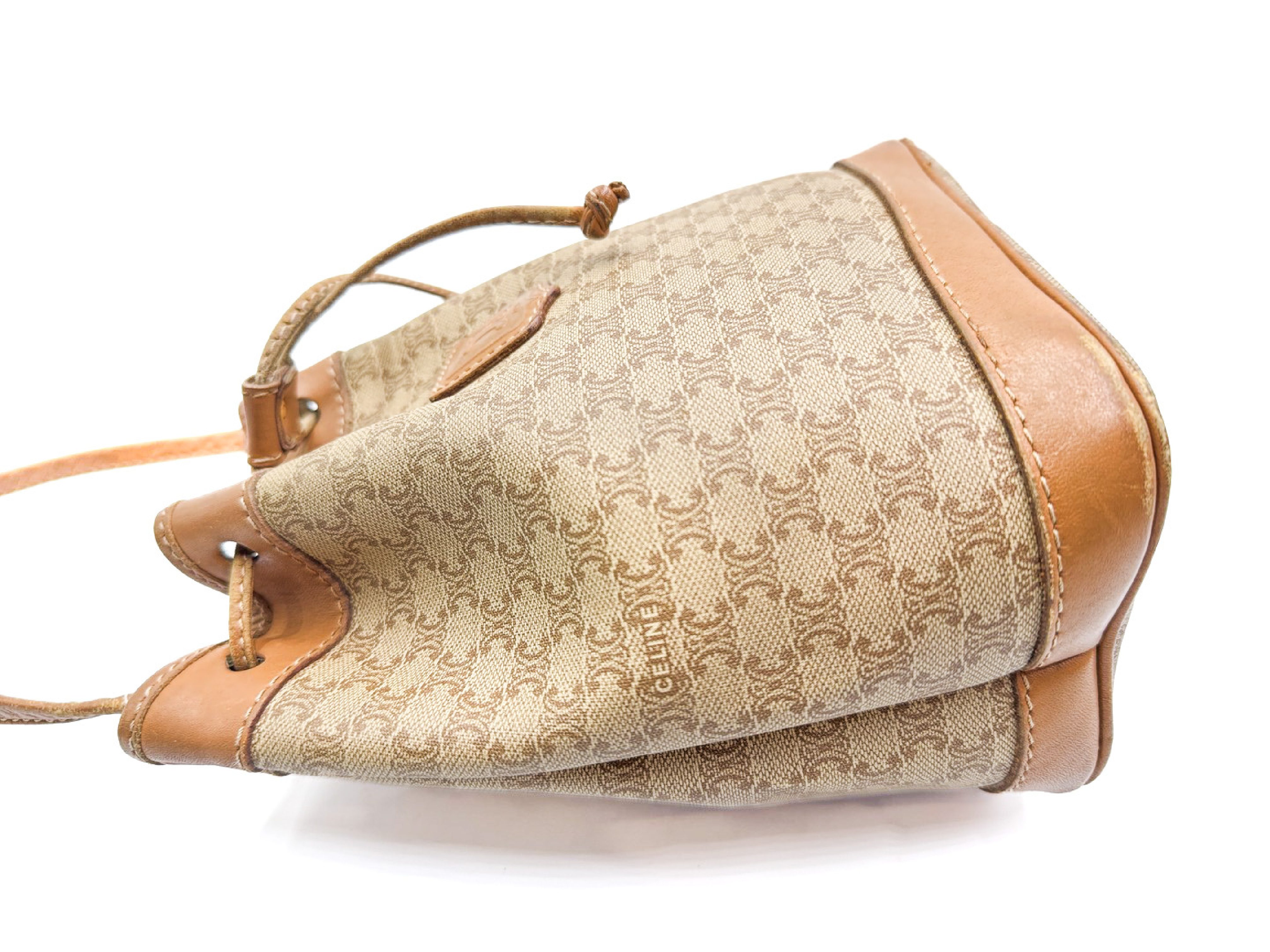 Macadam Pattern Vintage Leather Drawstring Shoulder Bag — view 5