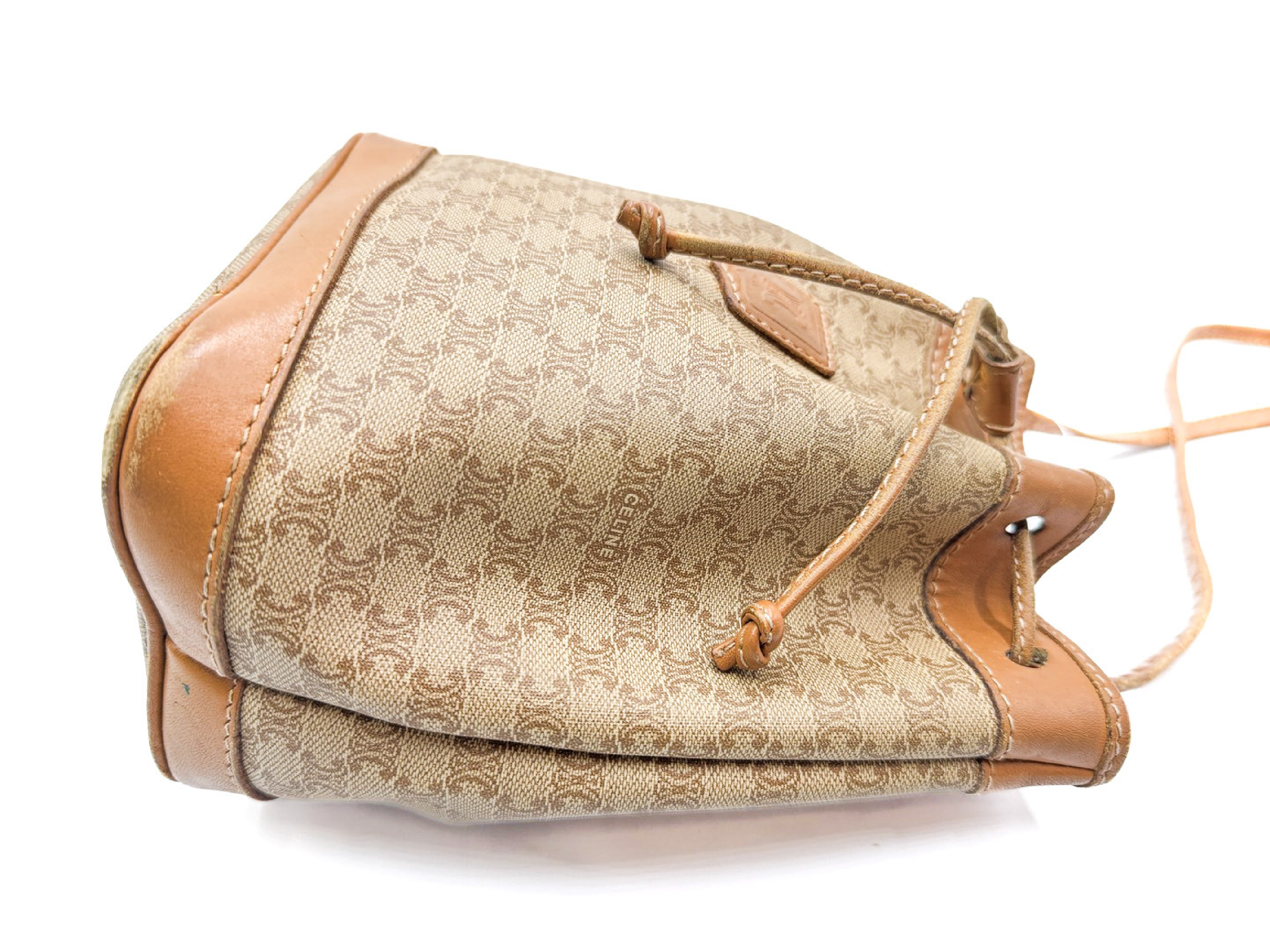 Macadam Pattern Vintage Leather Drawstring Shoulder Bag — view 6