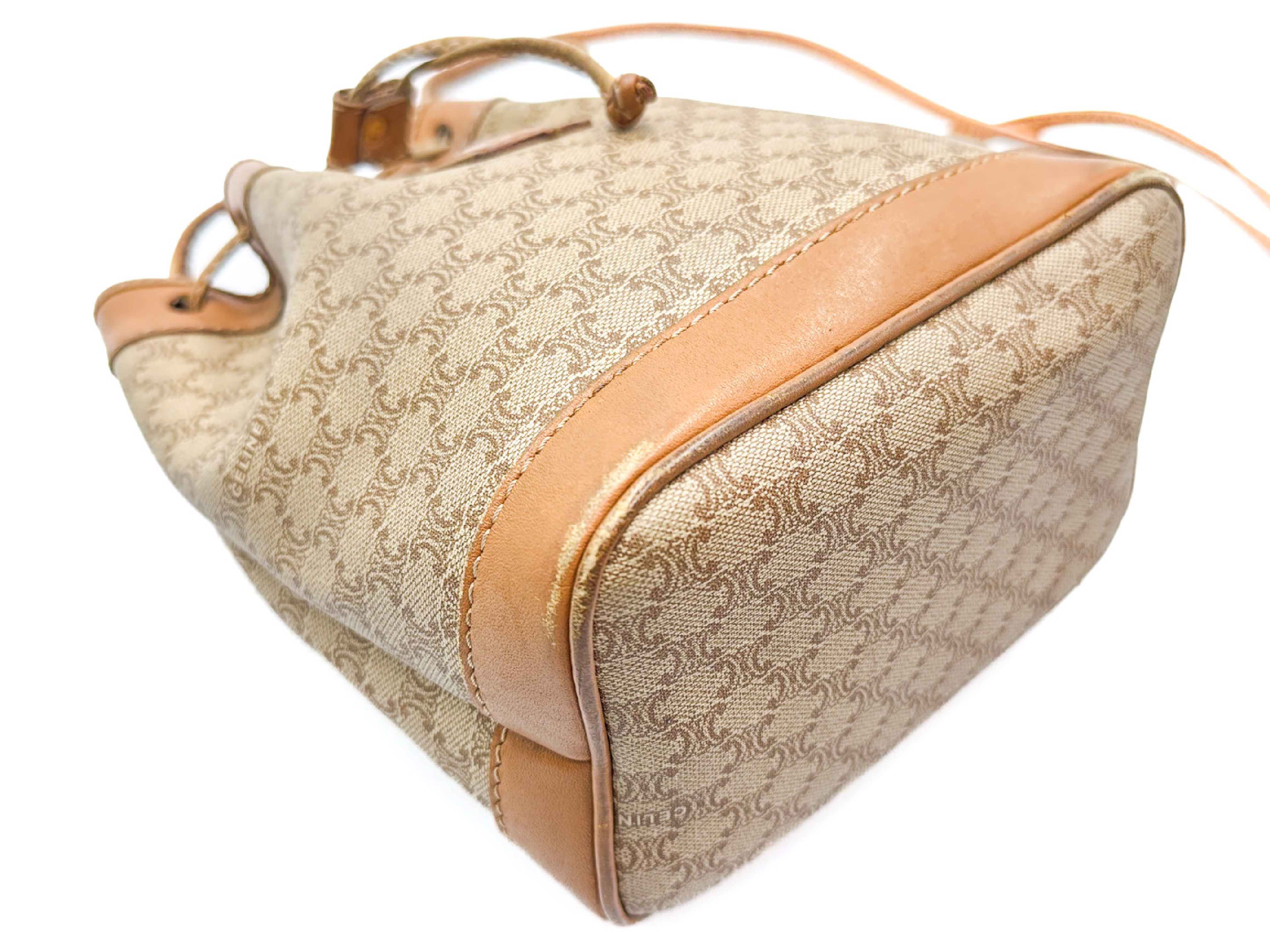 Macadam Pattern Vintage Leather Drawstring Shoulder Bag — view 7