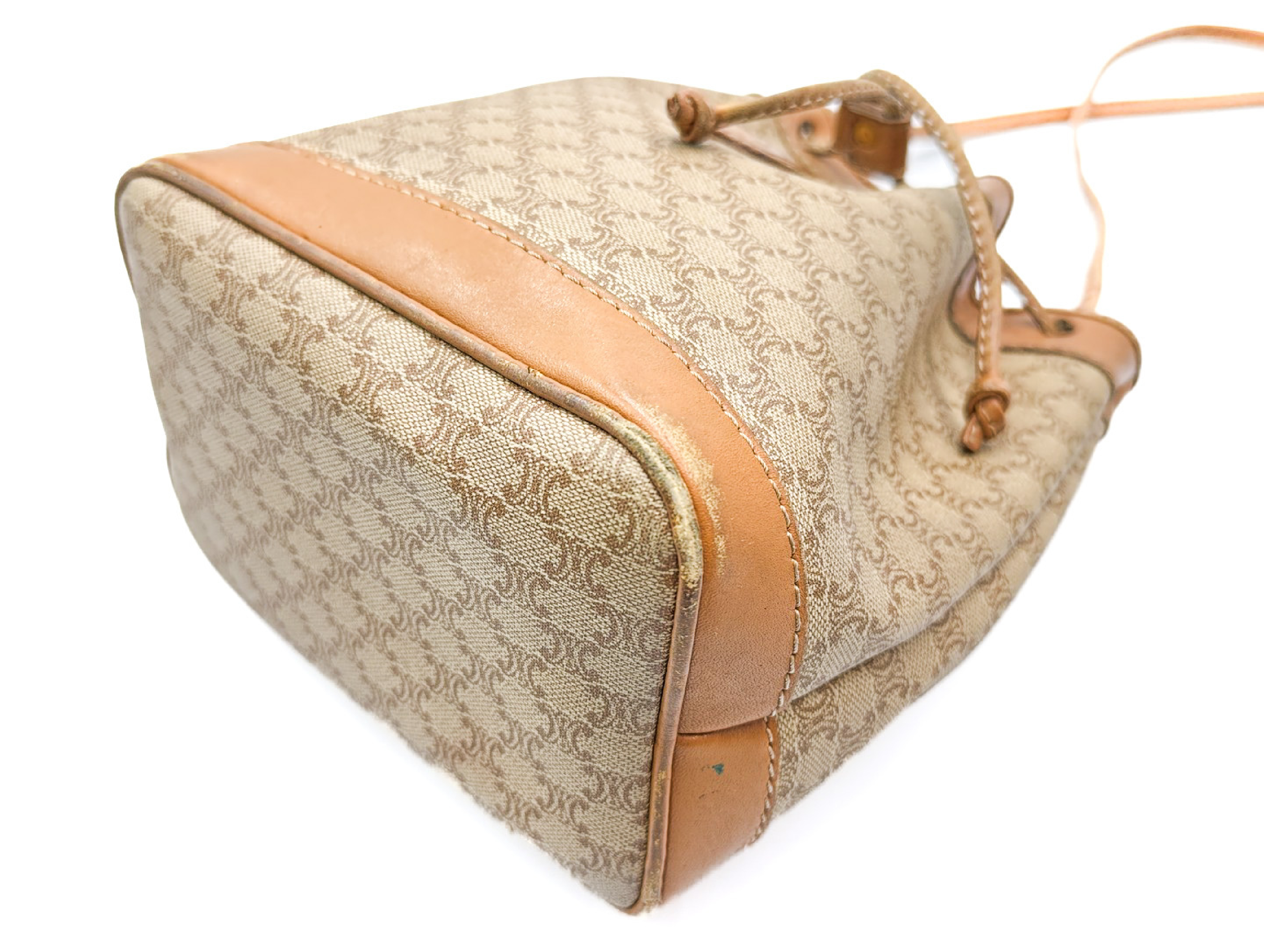 Macadam Pattern Vintage Leather Drawstring Shoulder Bag — view 8