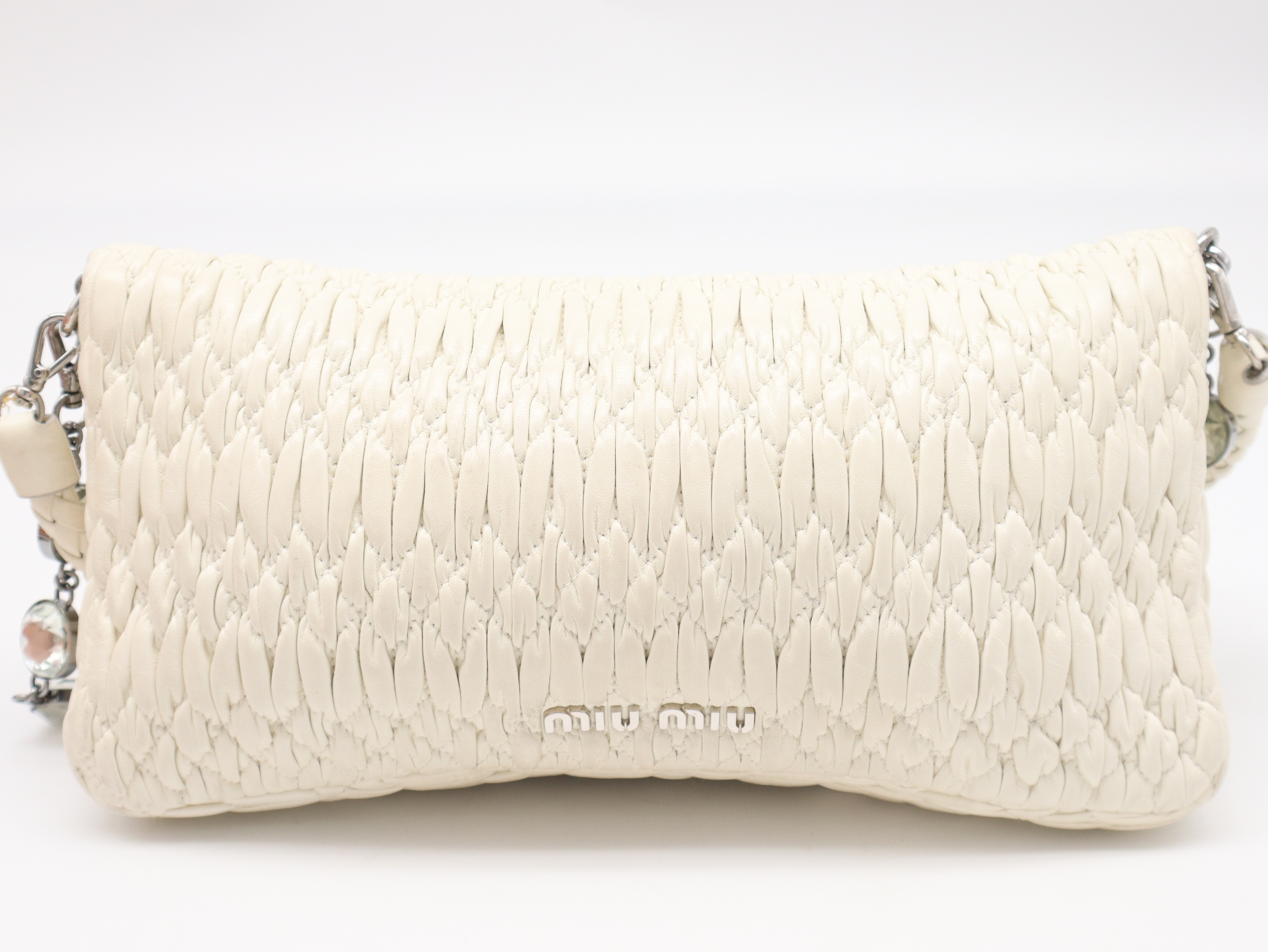 RP0233 Crystal Bijou 3-Way Clutch Bag, Leather, Ivory, with Box and Dust Bag. — view 2