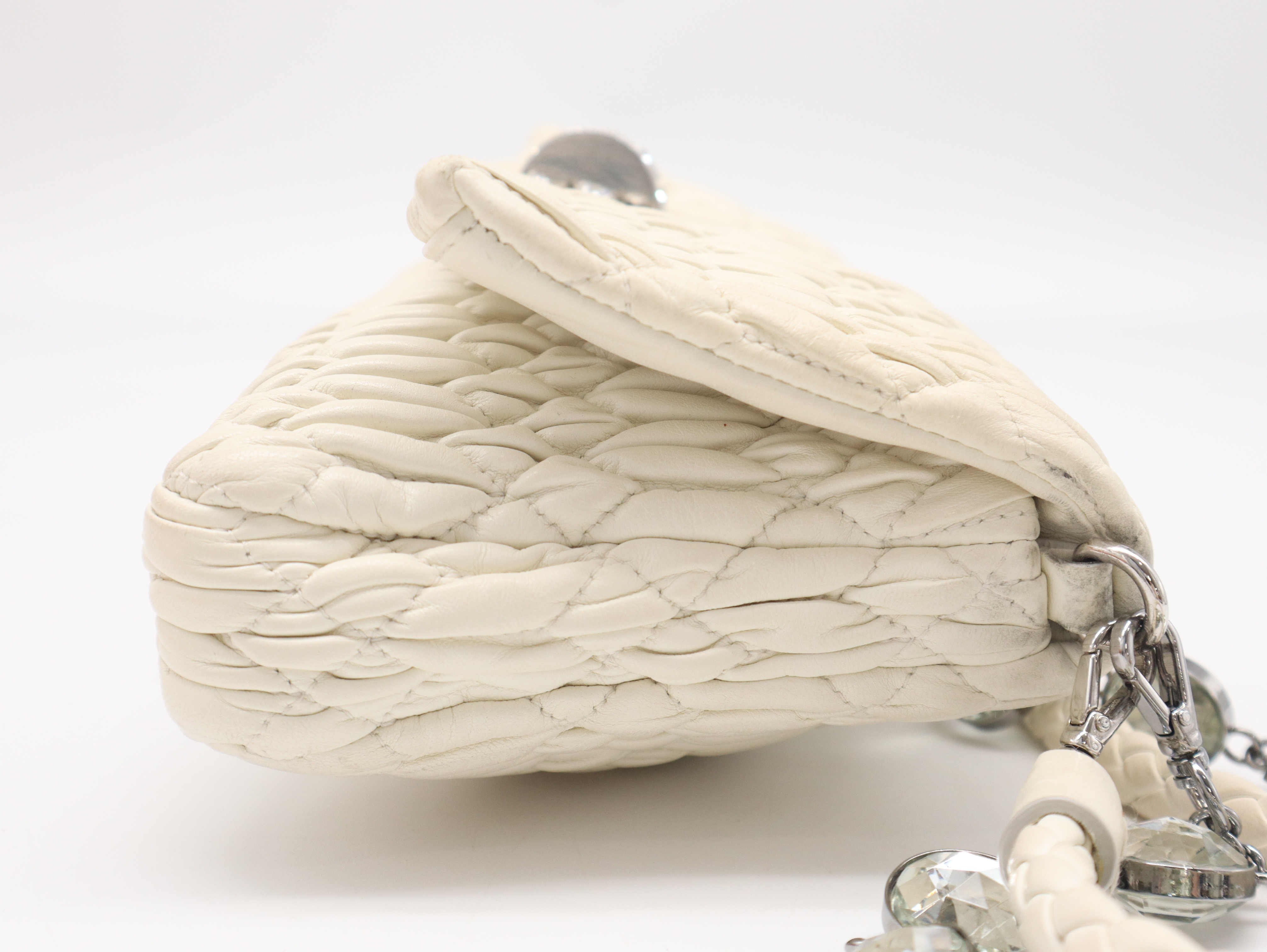 RP0233 Crystal Bijou 3-Way Clutch Bag, Leather, Ivory, with Box and Dust Bag. — view 4