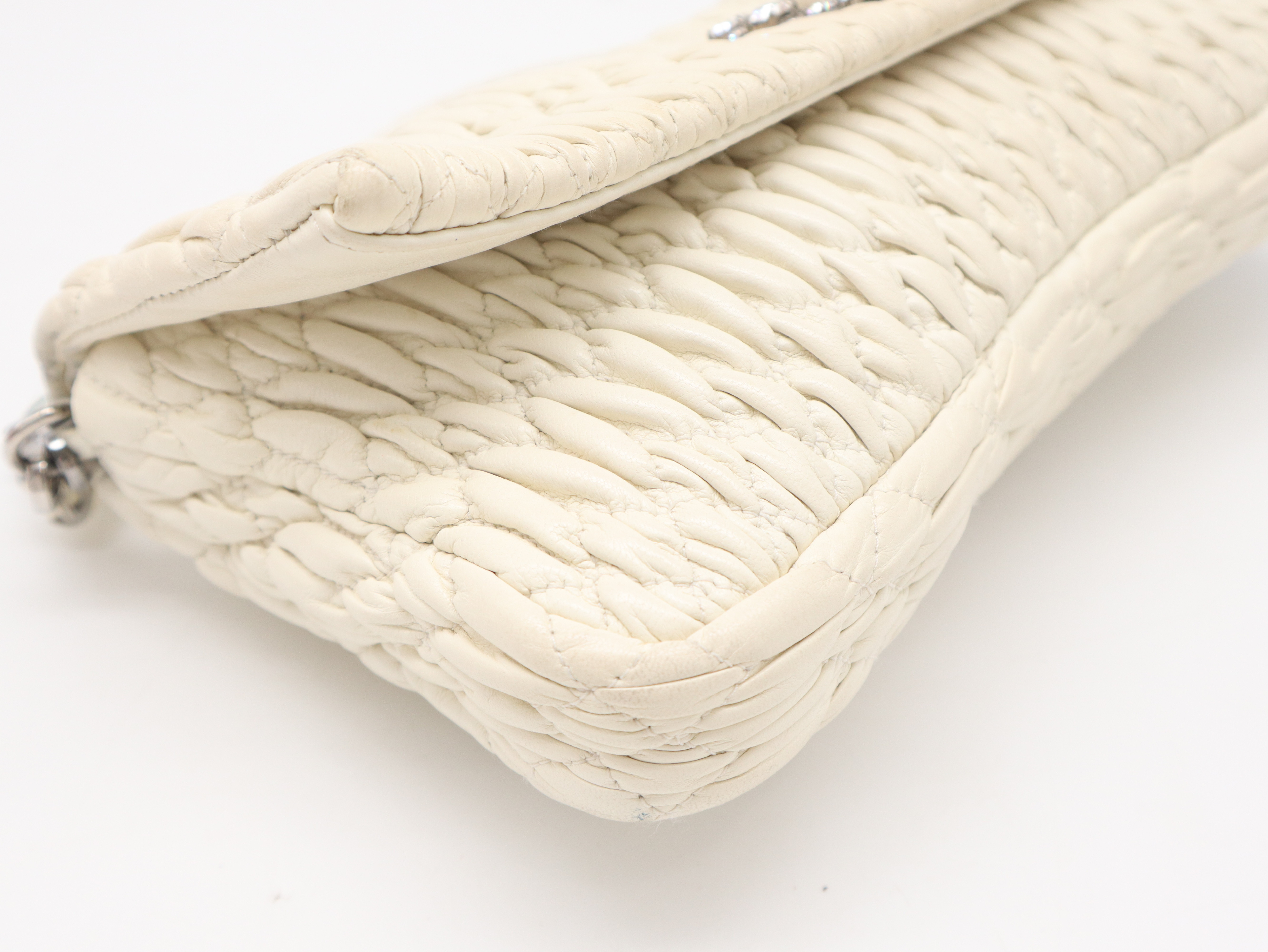 RP0233 Crystal Bijou 3-Way Clutch Bag, Leather, Ivory, with Box and Dust Bag. — view 8