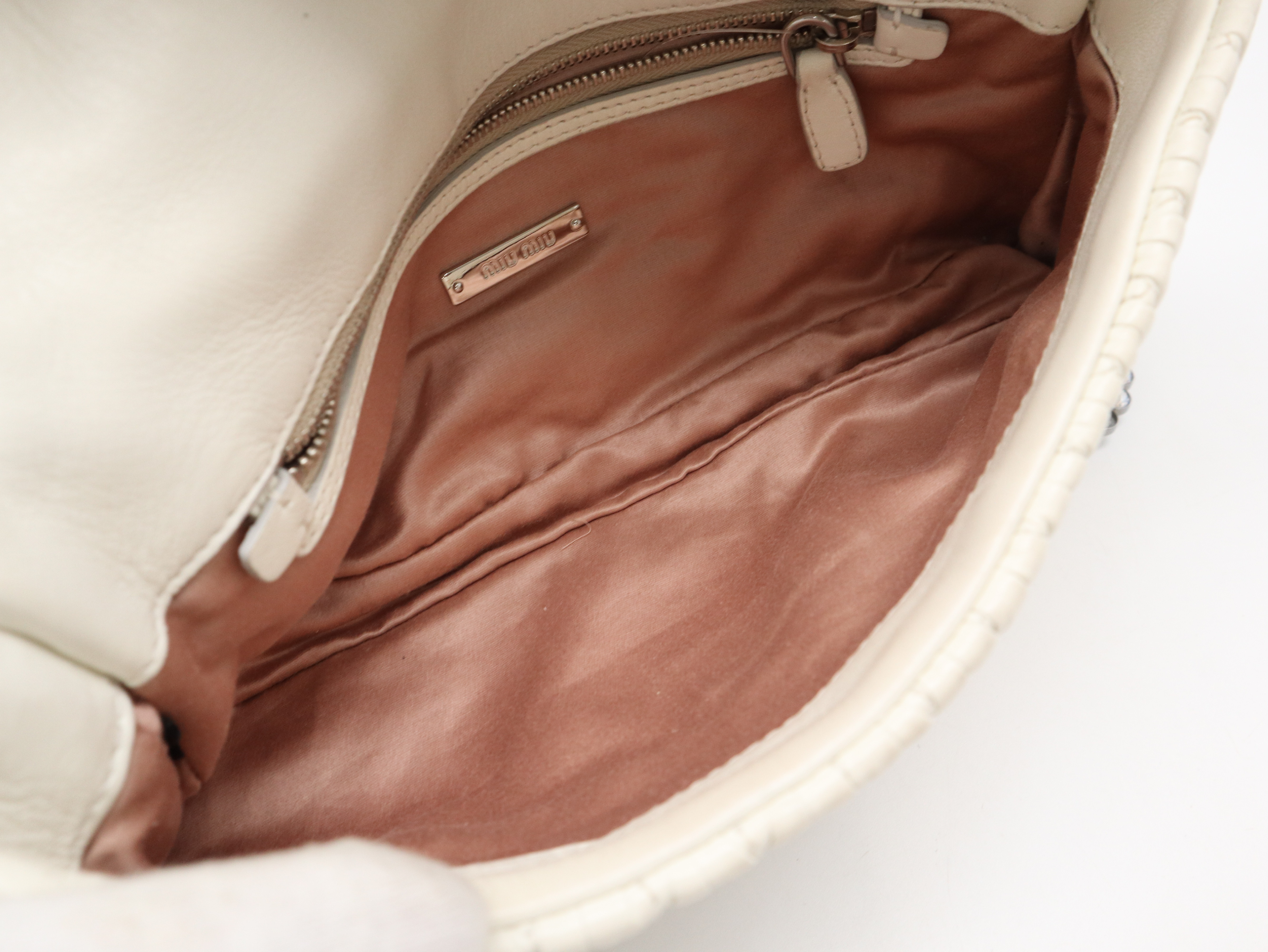 RP0233 Crystal Bijou 3-Way Clutch Bag, Leather, Ivory, with Box and Dust Bag. — view 9