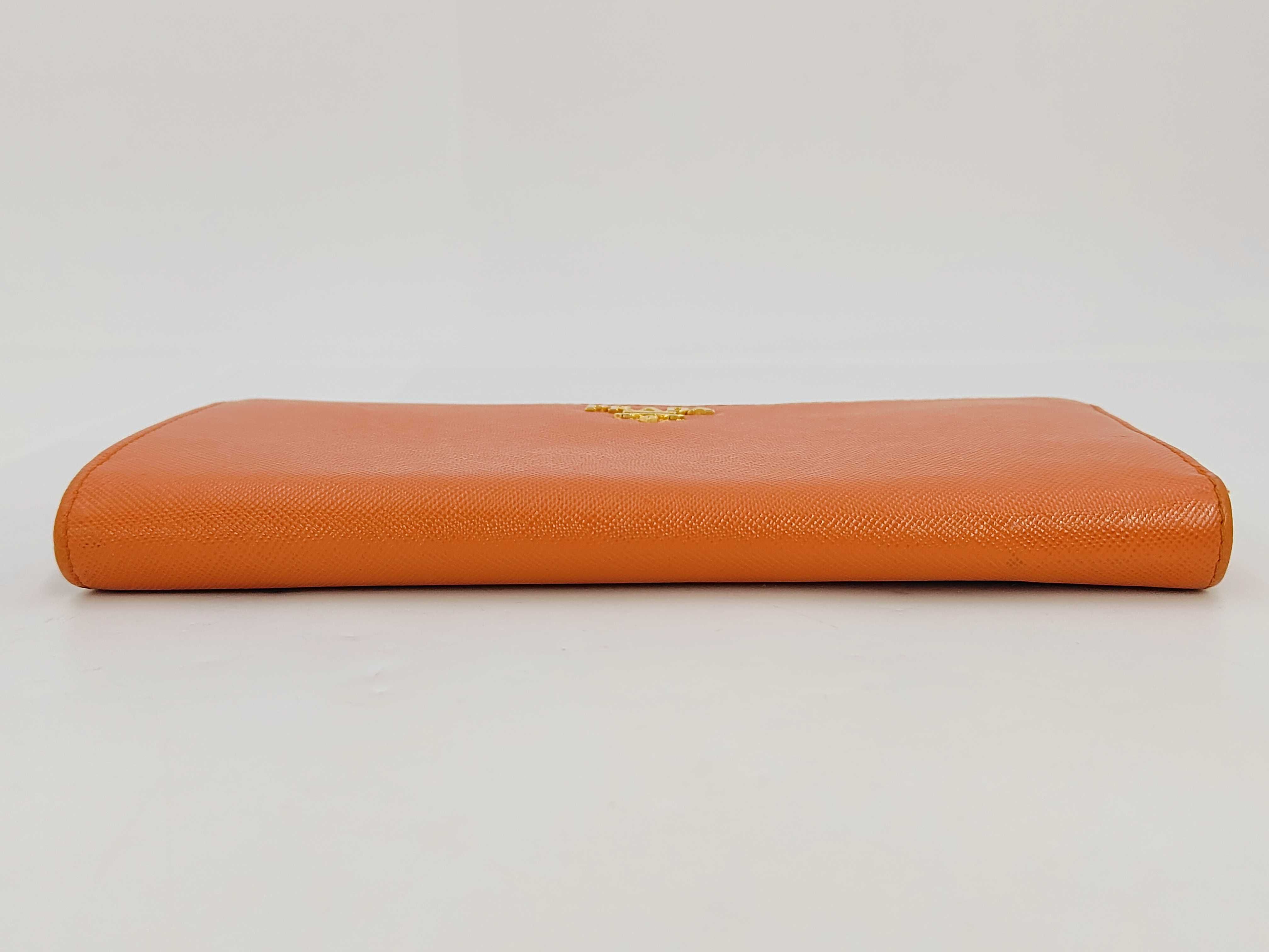 Leather Orange Long Wallet — view 3