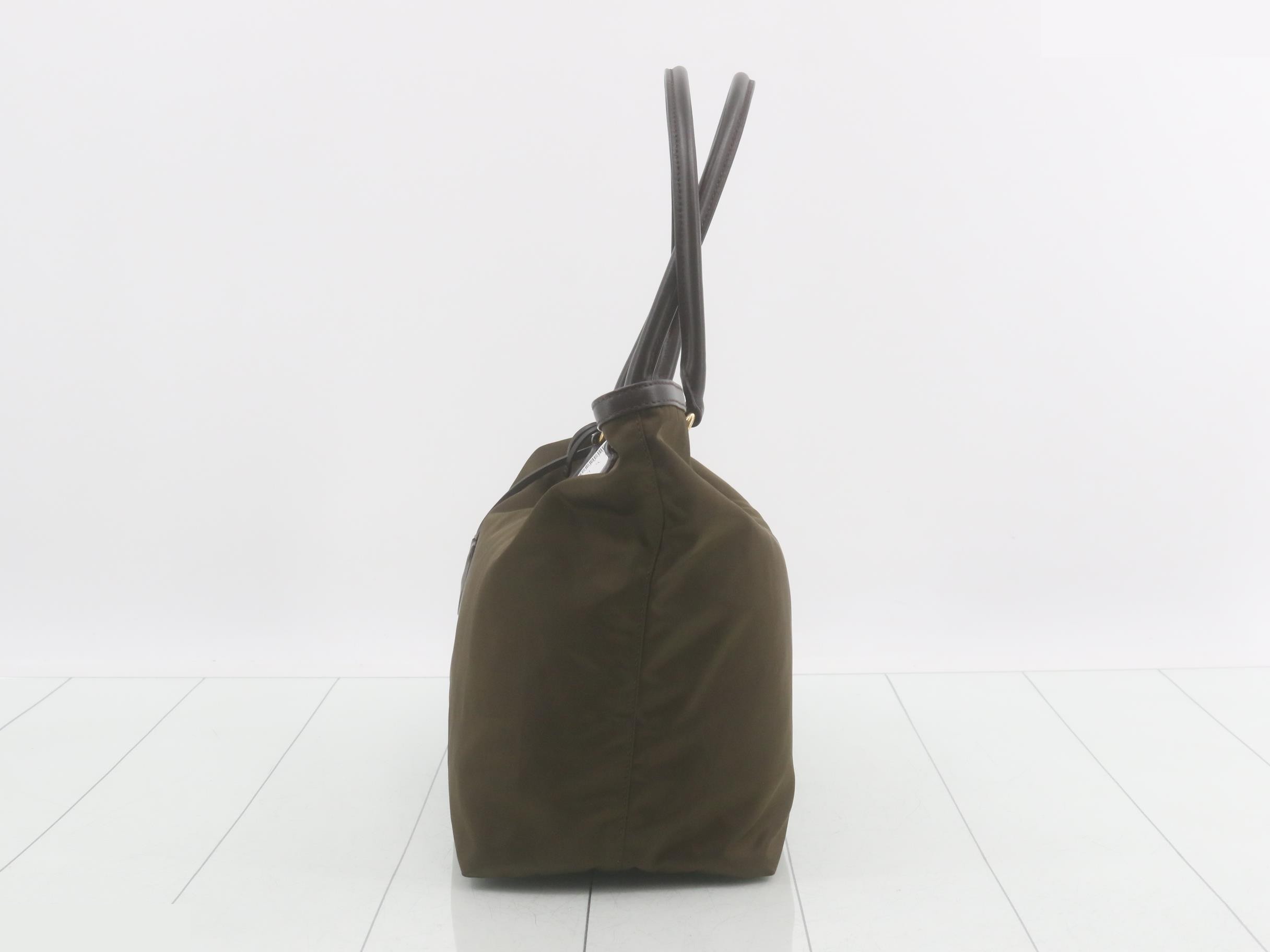 Tote bag, nylon and leather, khaki, 1BG158 — view 3