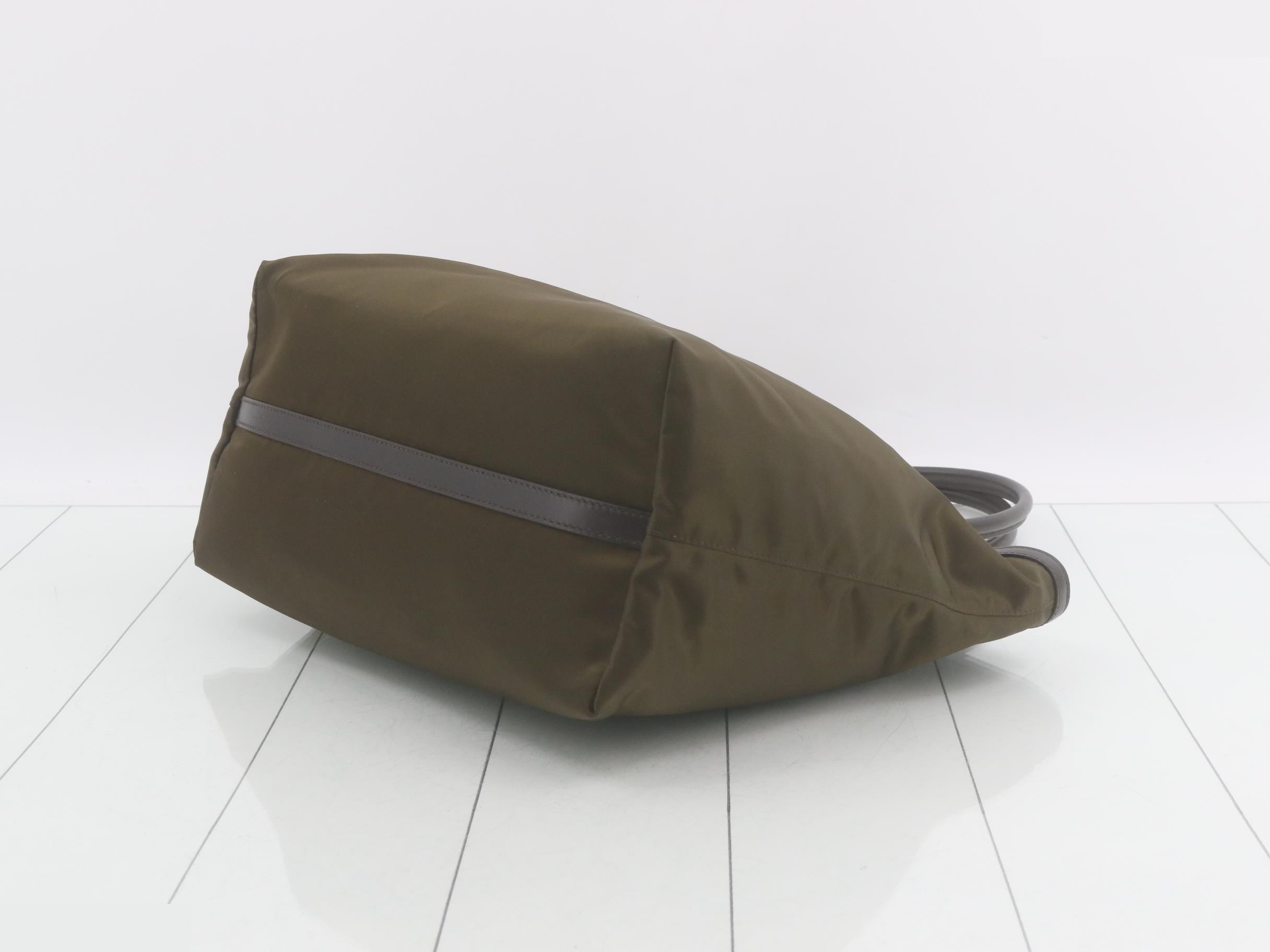Tote bag, nylon and leather, khaki, 1BG158 — view 6