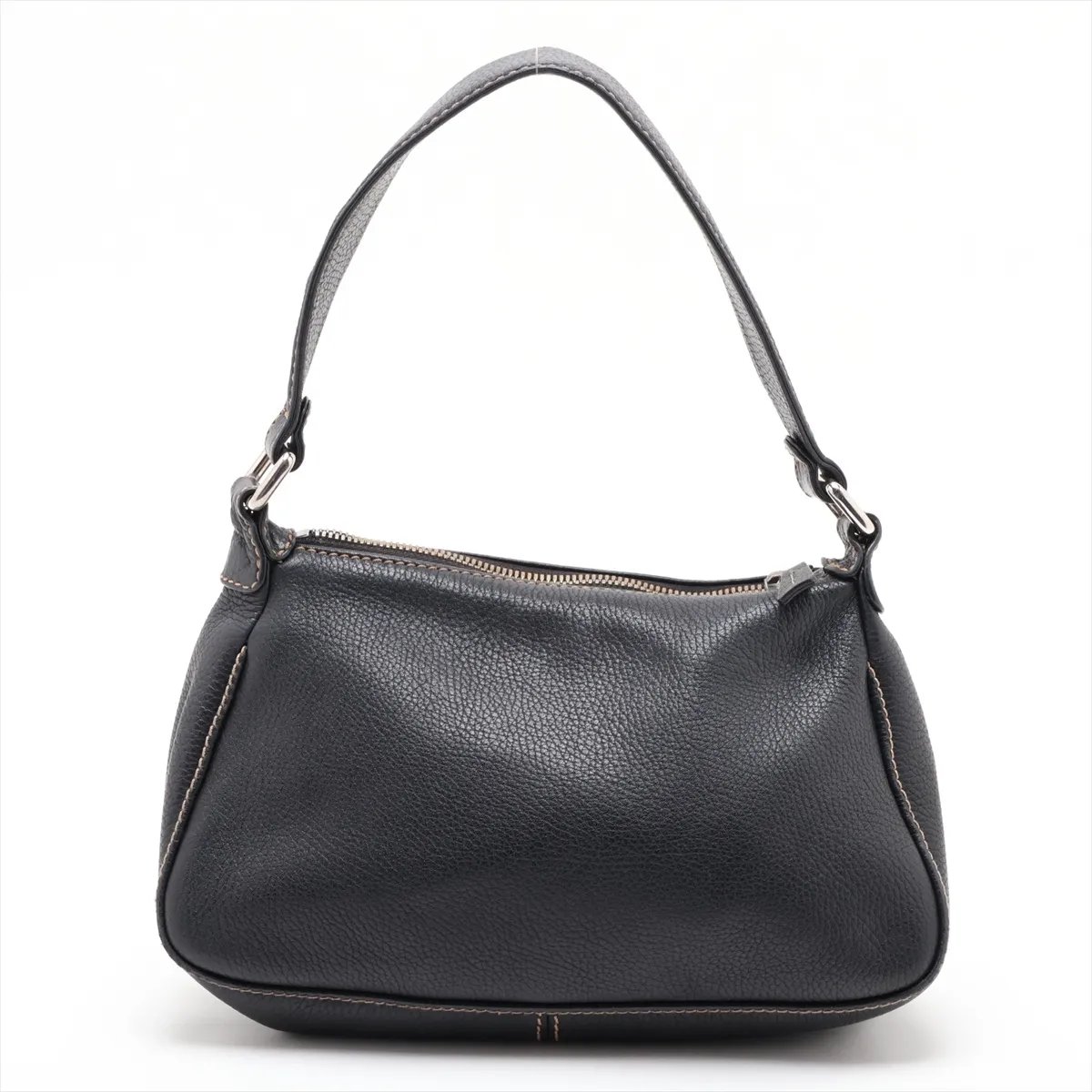 logo leather shoulder bag with fringe, black, silver hardware. — view 2