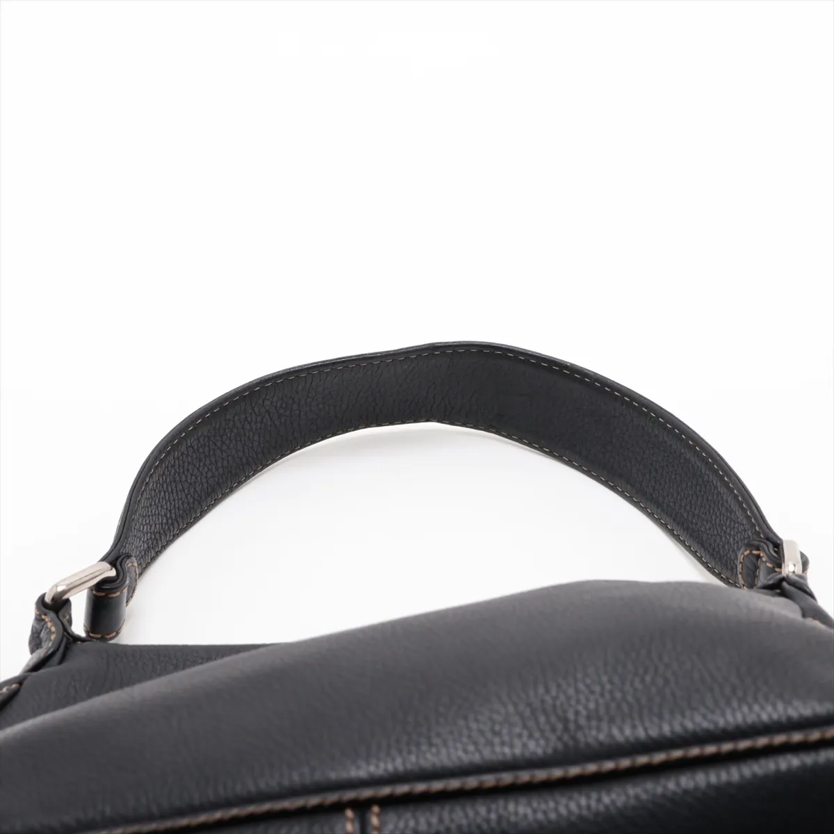 logo leather shoulder bag with fringe, black, silver hardware. — view 6
