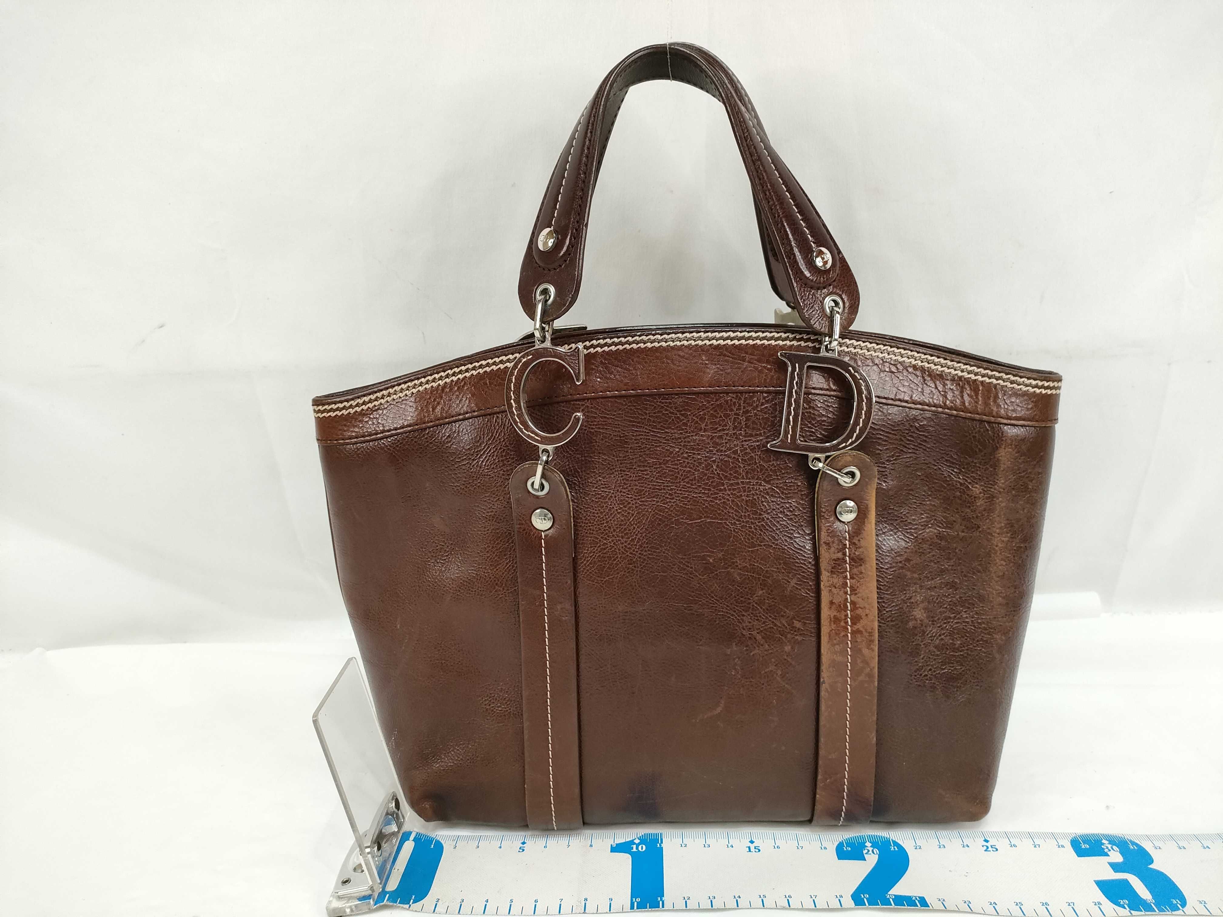 embroidered leather tote bag/handbag — view 2