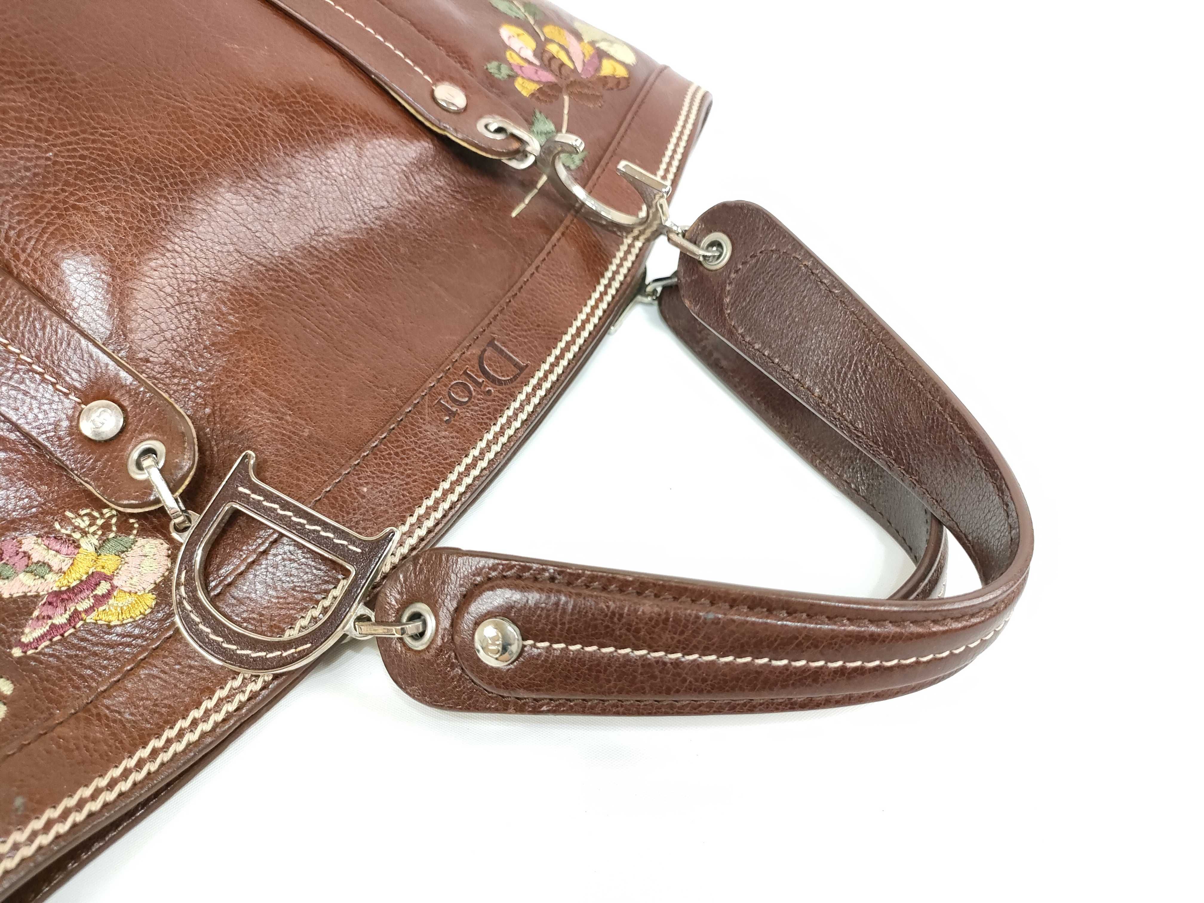 embroidered leather tote bag/handbag — view 3