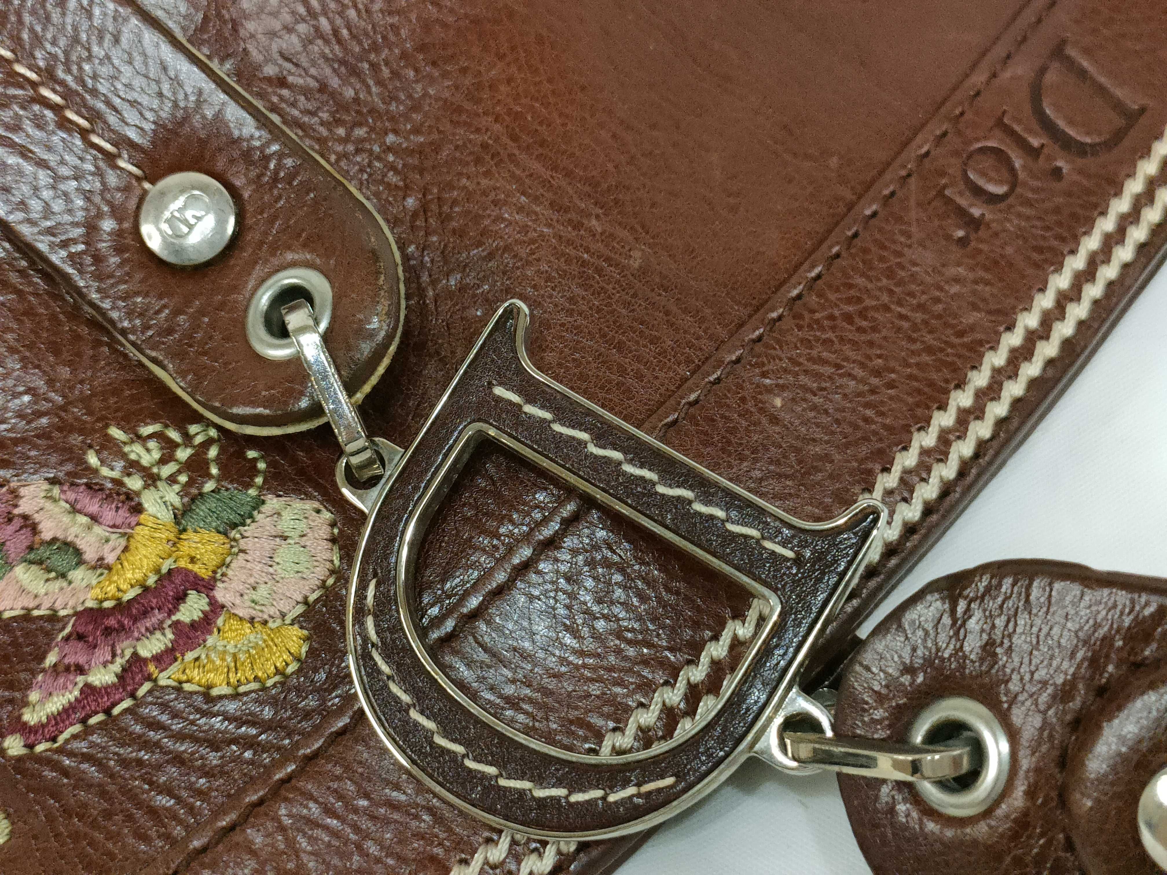 embroidered leather tote bag/handbag — view 4