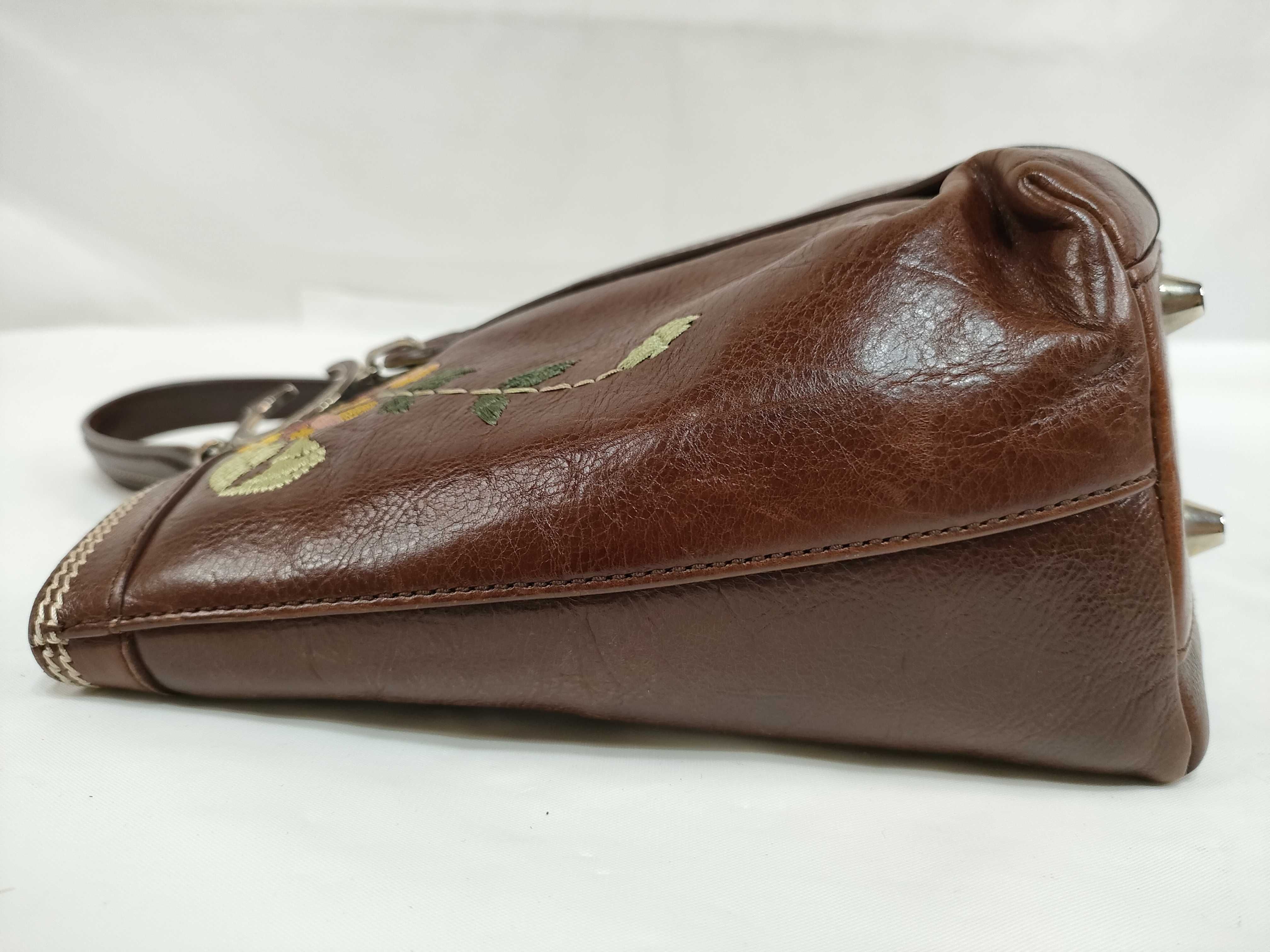 embroidered leather tote bag/handbag — view 8