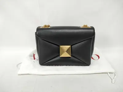 Black Lambskin Chain Shoulder Bag