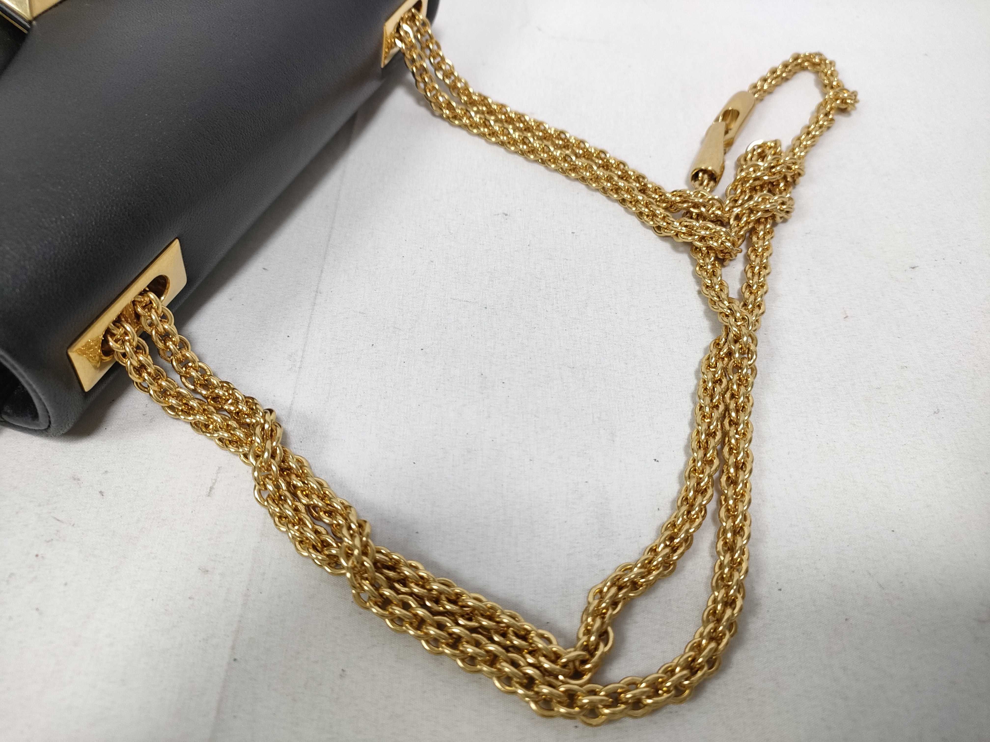 Black Lambskin Chain Shoulder Bag — view 9