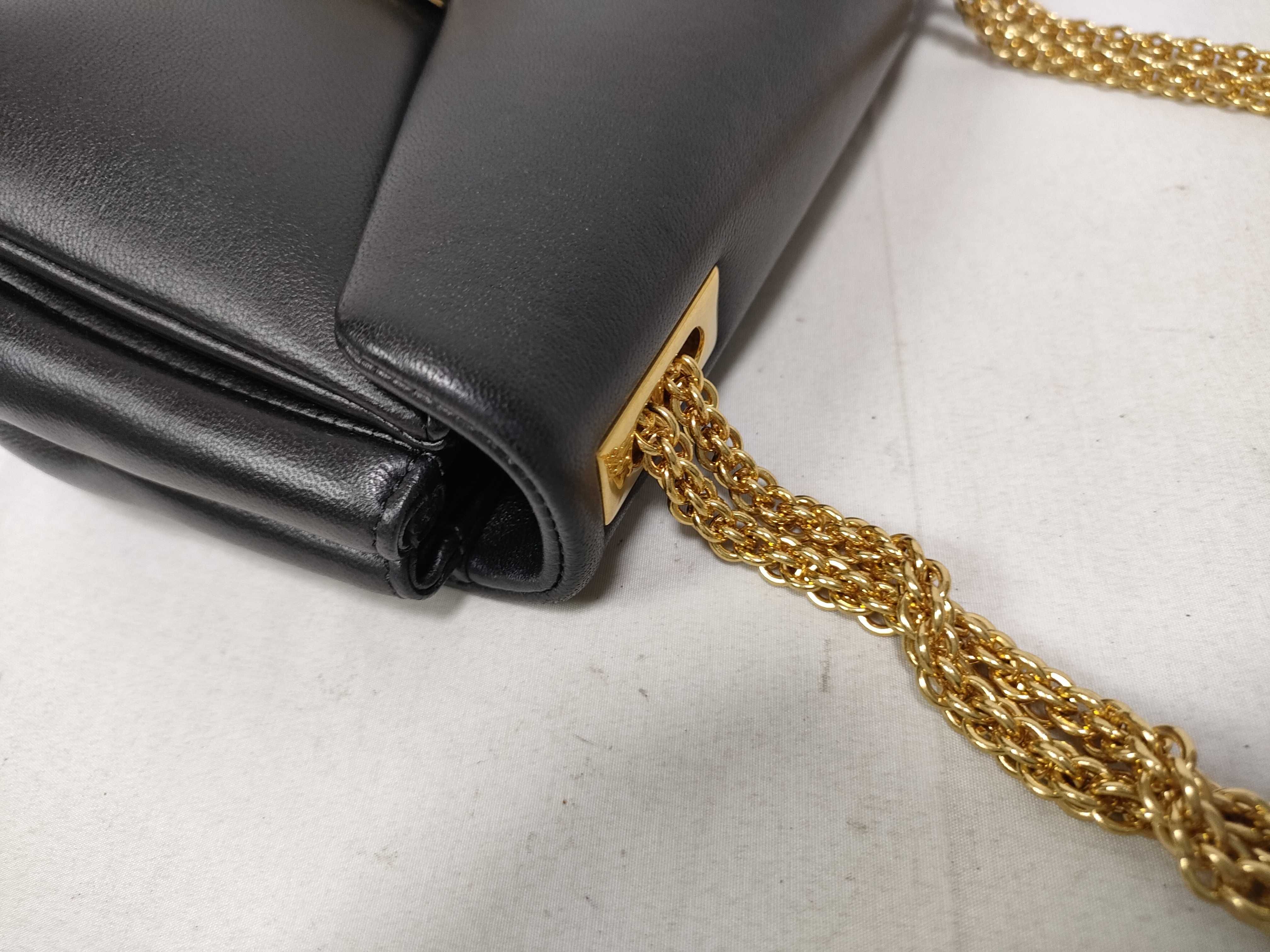 Black Lambskin Chain Shoulder Bag — view 10
