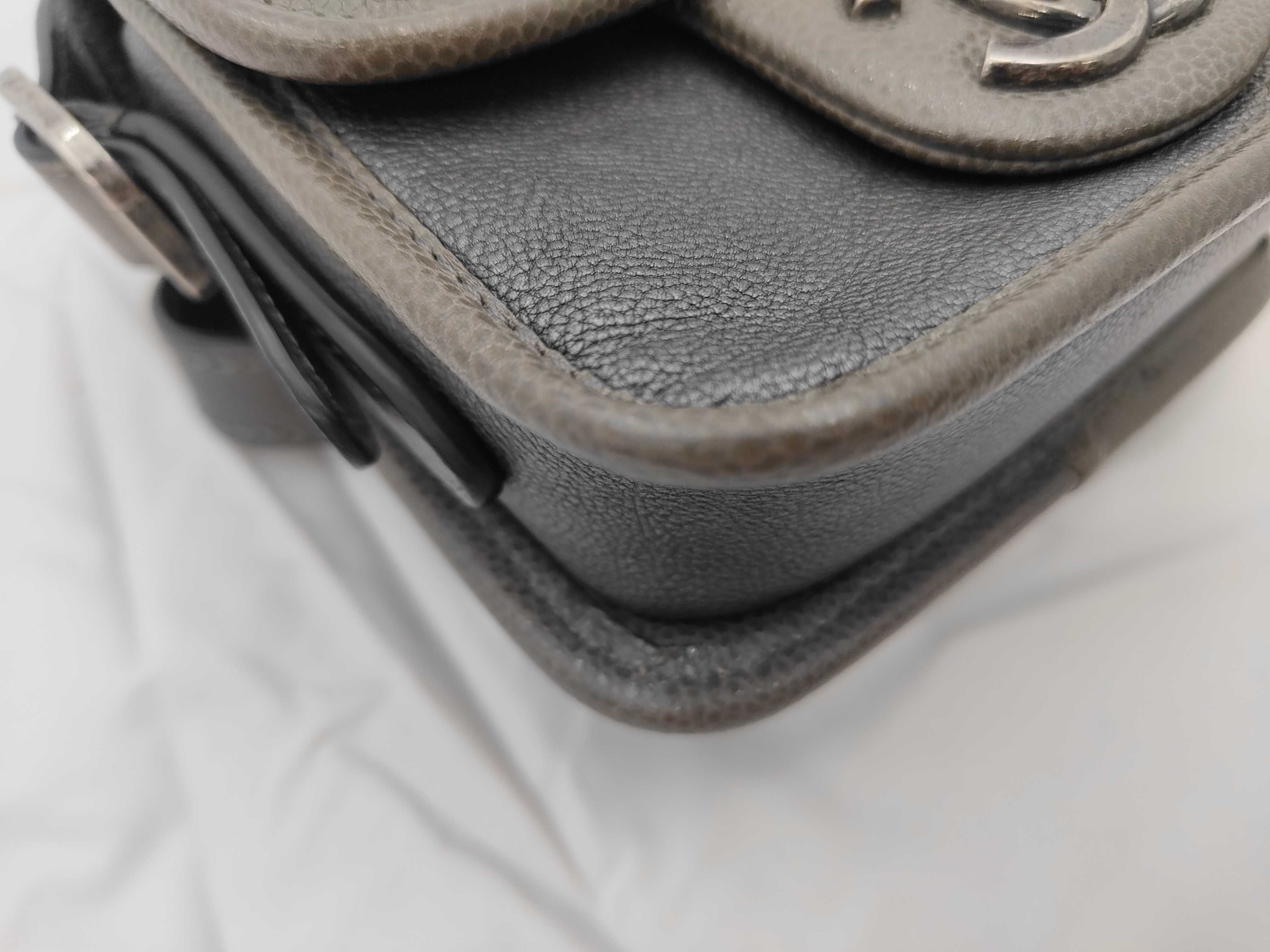 Turnlock Chain Shoulder Bag, Caviar Lambskin, Black/Gray, SS Shoulder Bag — view 6