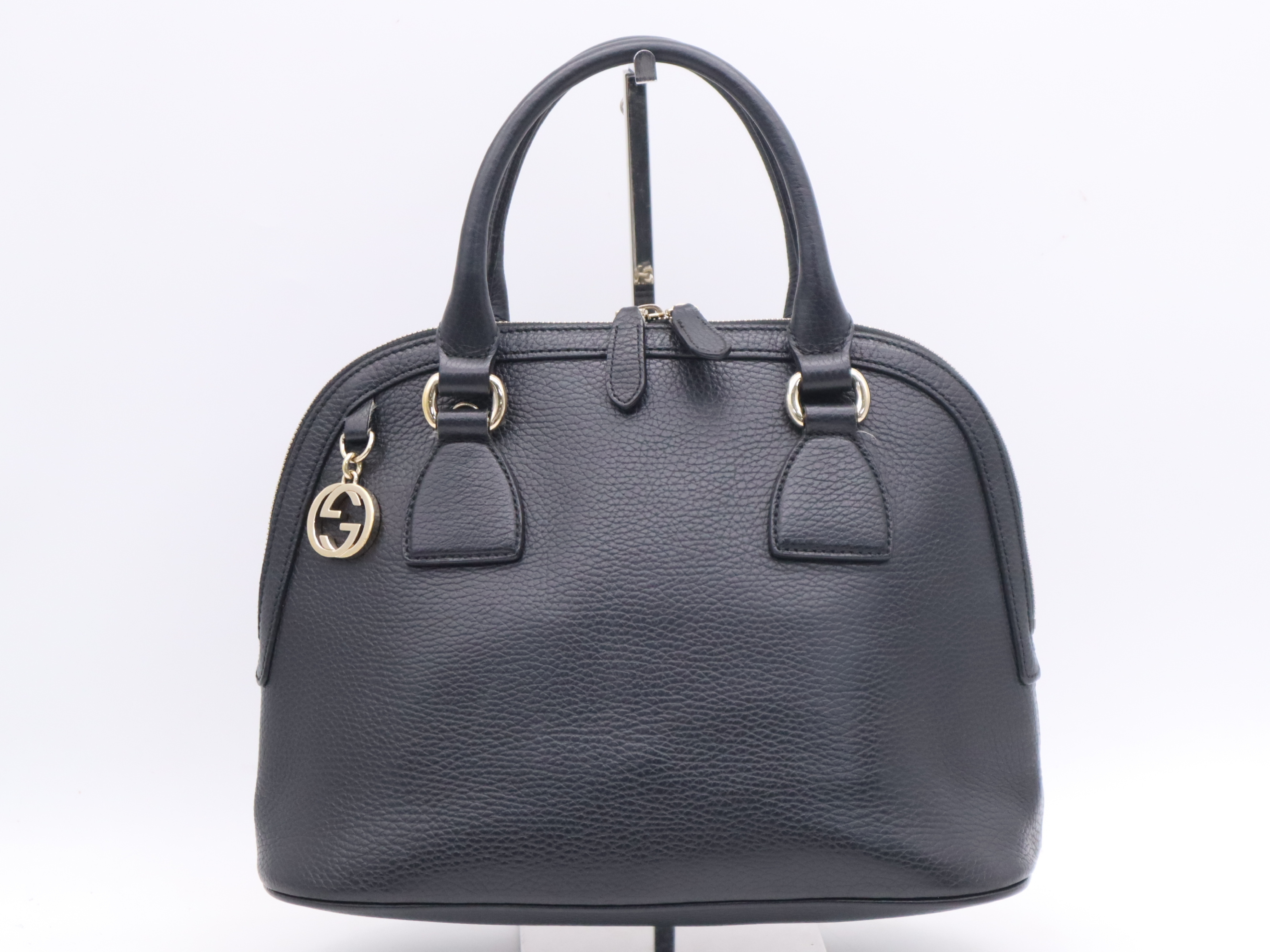 449662 Leather Handbag, Black, Gold Hardware